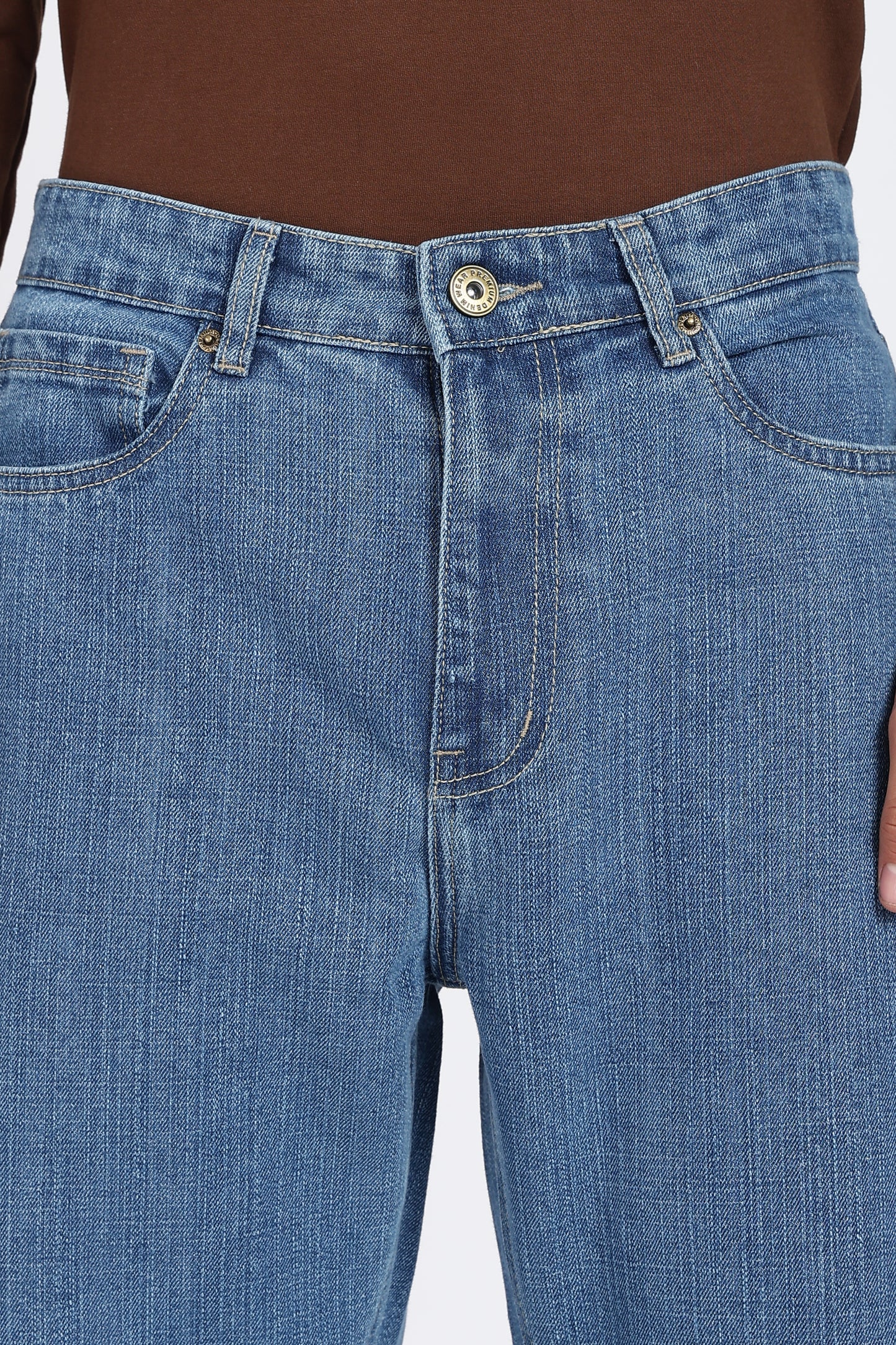 Mid Blue Straight Fit Denim Jeans