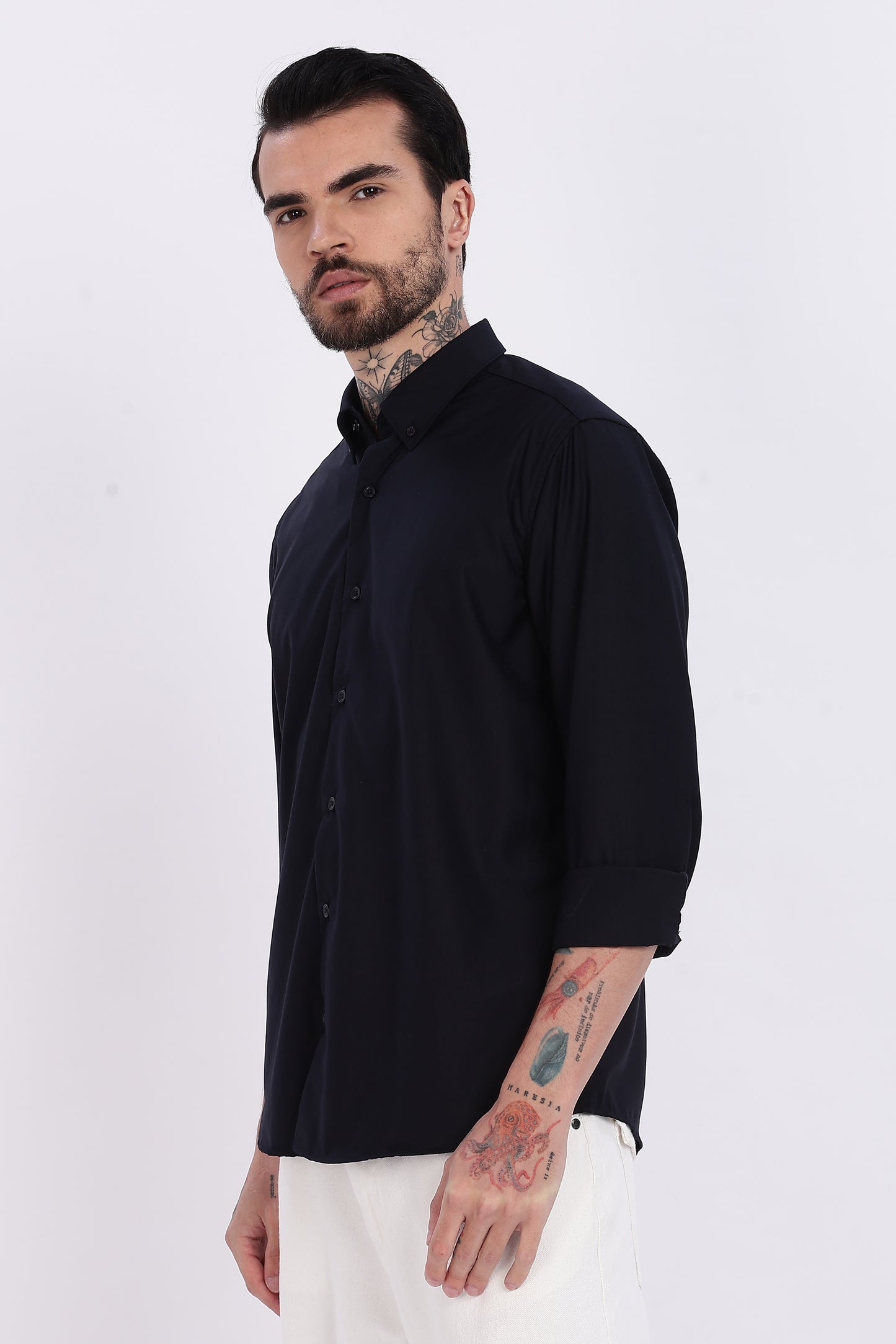 Jet Black Regular Fit Melange Shirt
