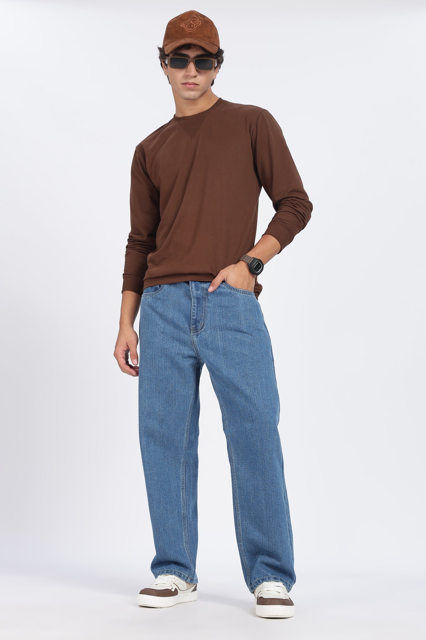 Mid Blue Straight Fit Denim Jeans
