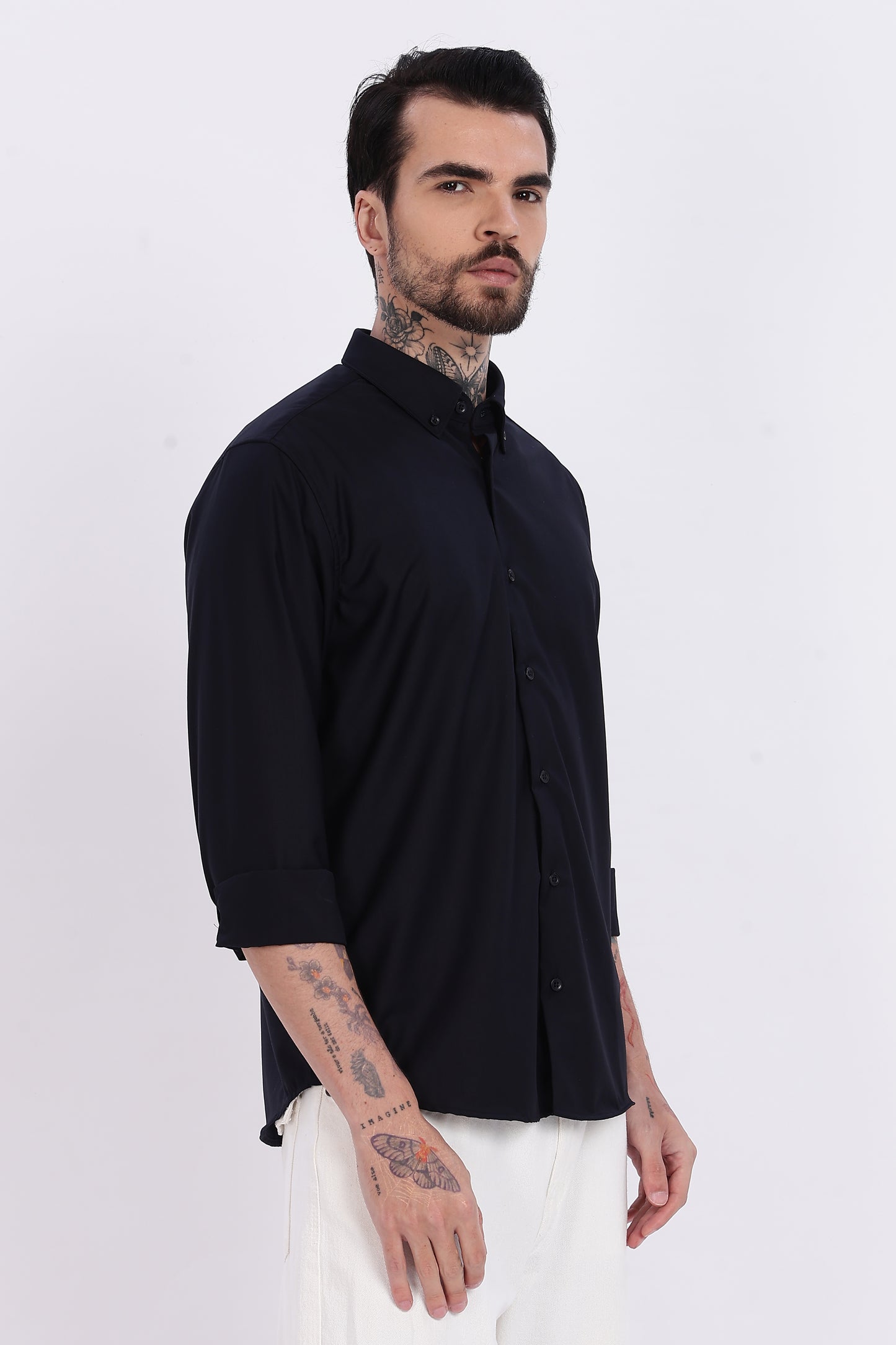 Jet Black Regular Fit Melange Shirt