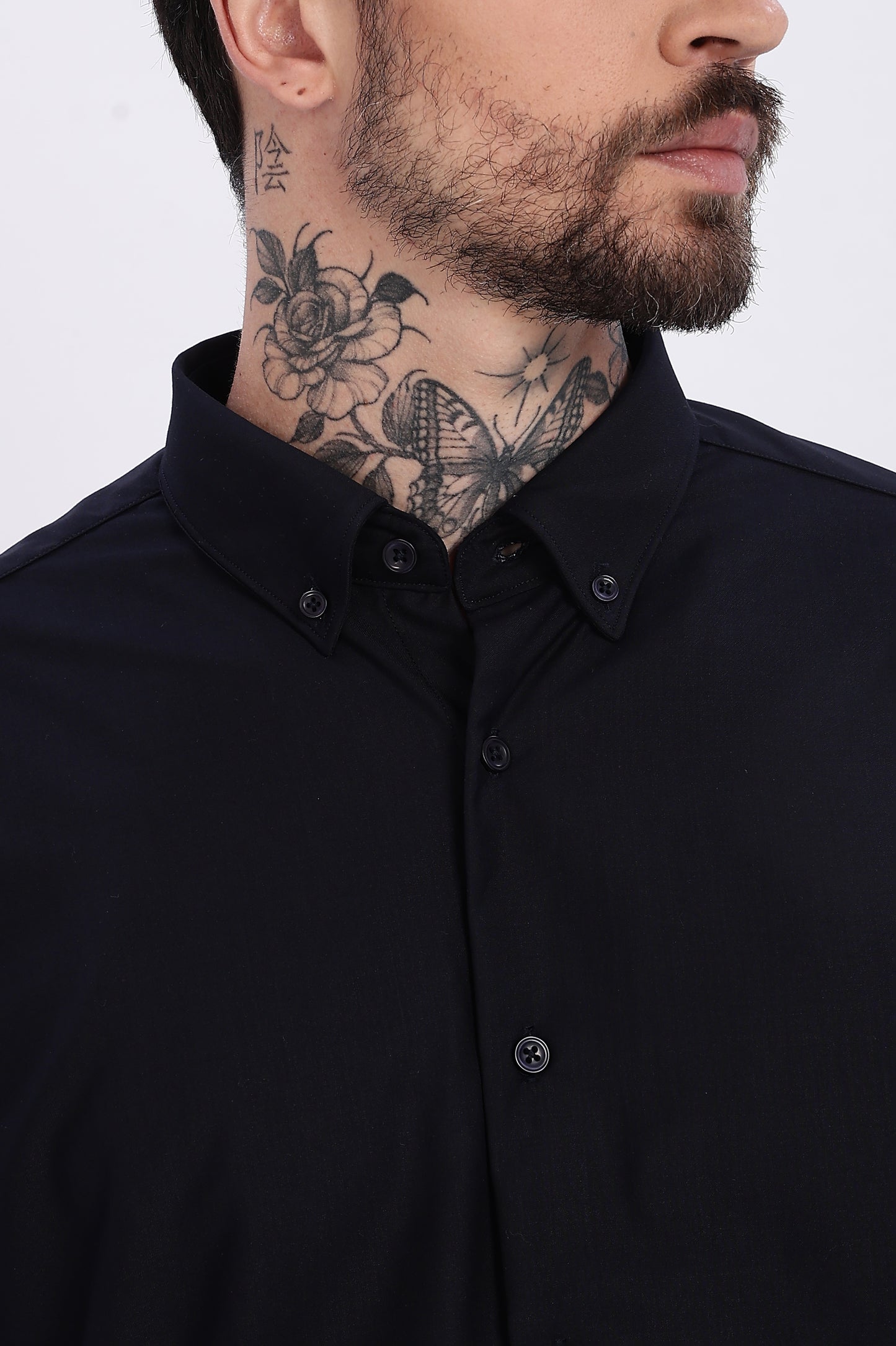 Jet Black Regular Fit Melange Shirt
