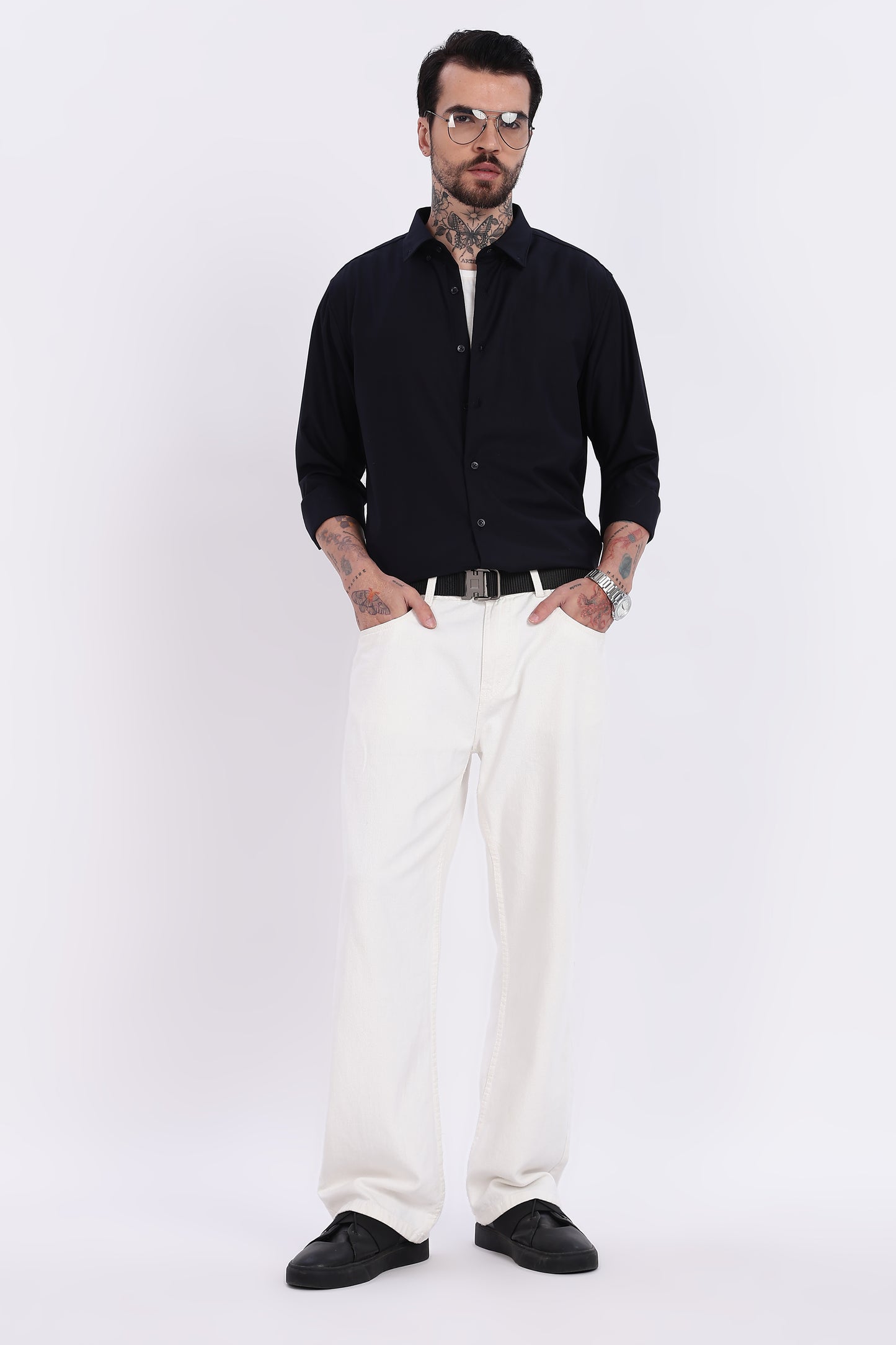 Jet Black Regular Fit Melange Shirt