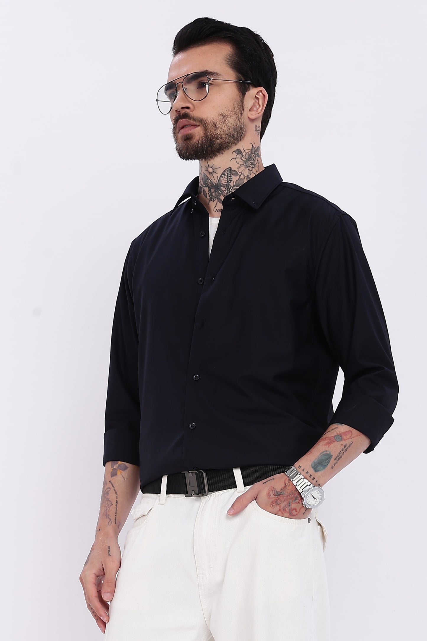 Jet Black Regular Fit Melange Shirt