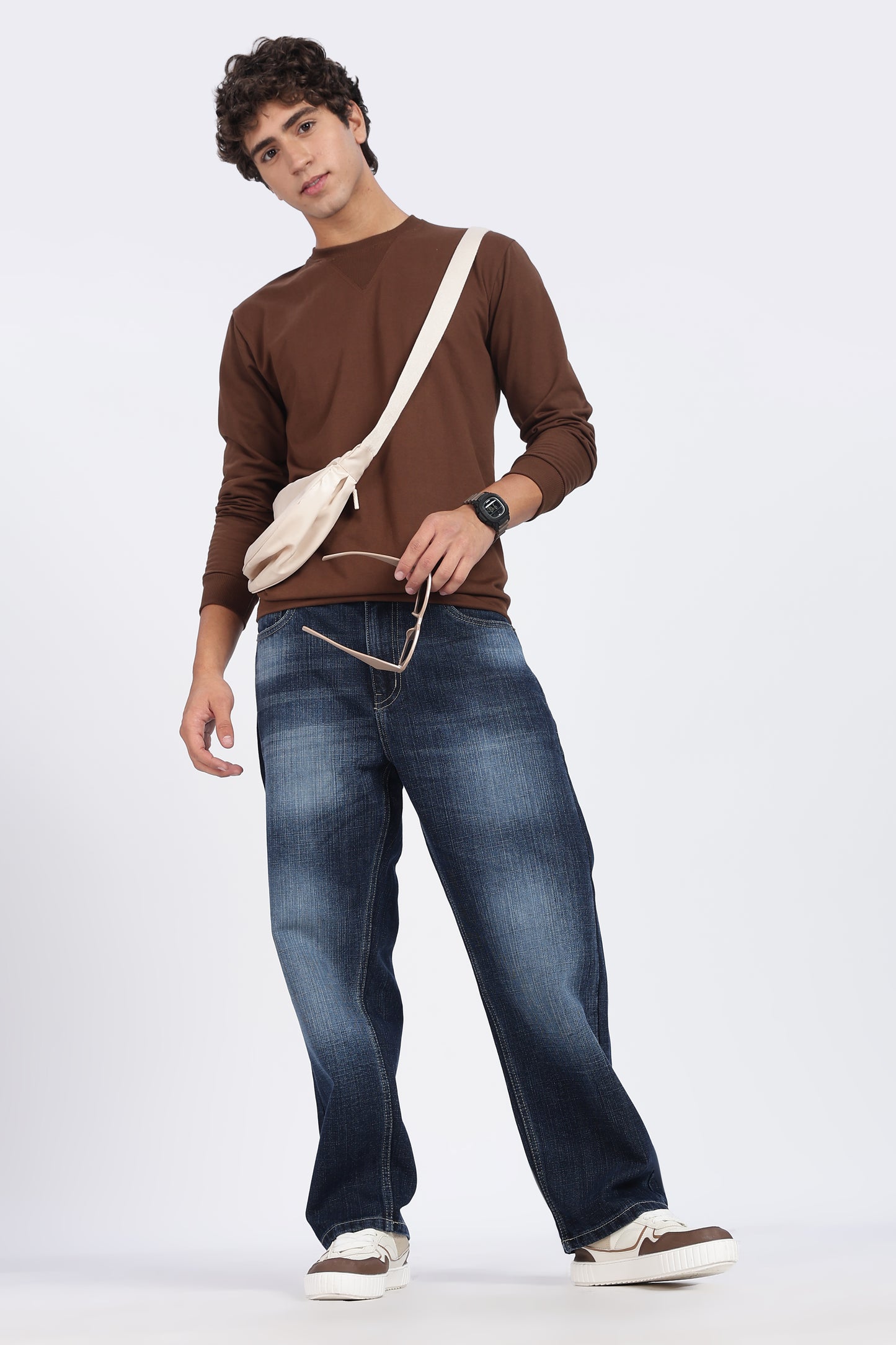 Dark Blue Mid-Wash Denim Jeans – Straight Fit