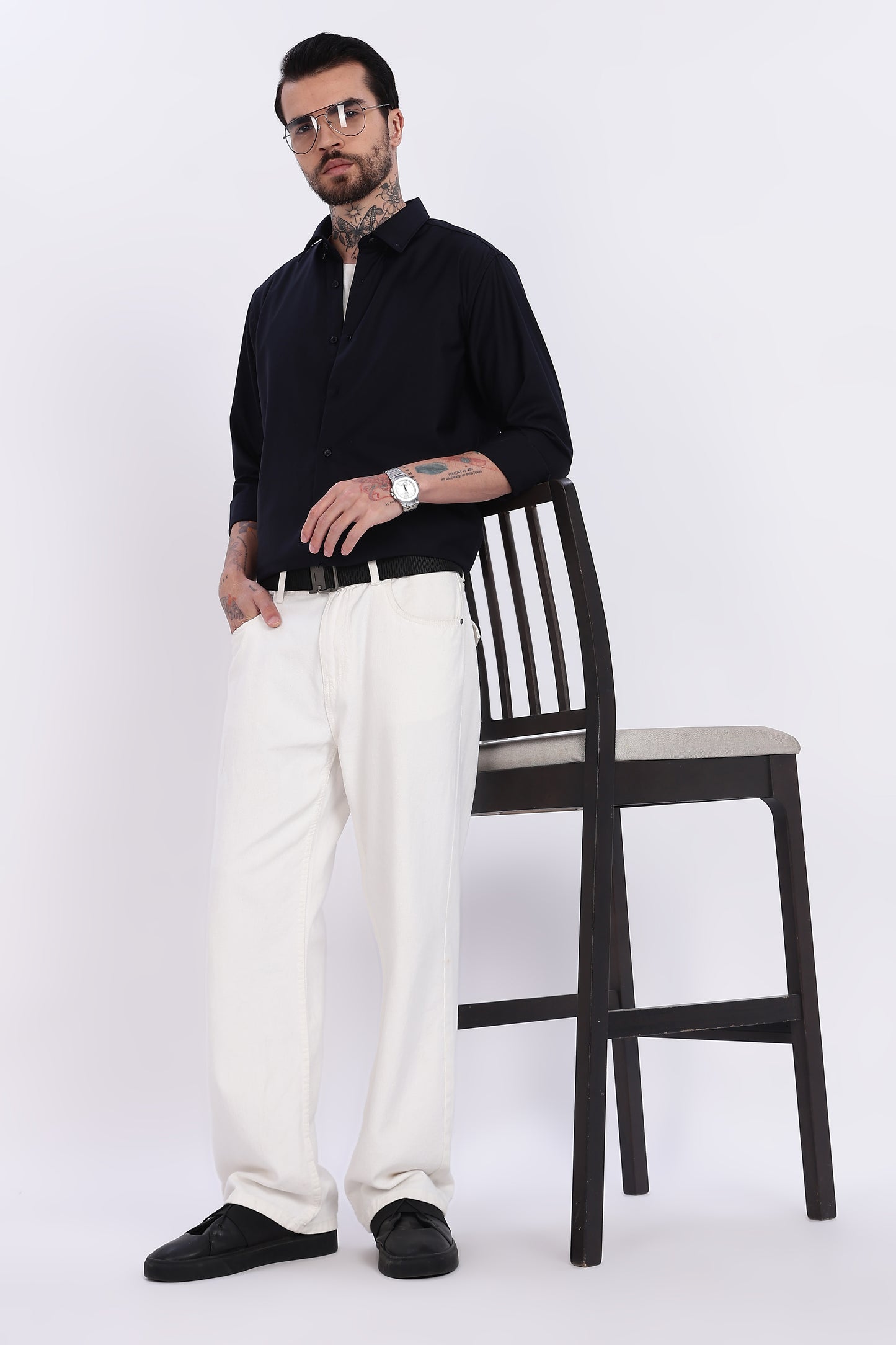 Jet Black Regular Fit Melange Shirt