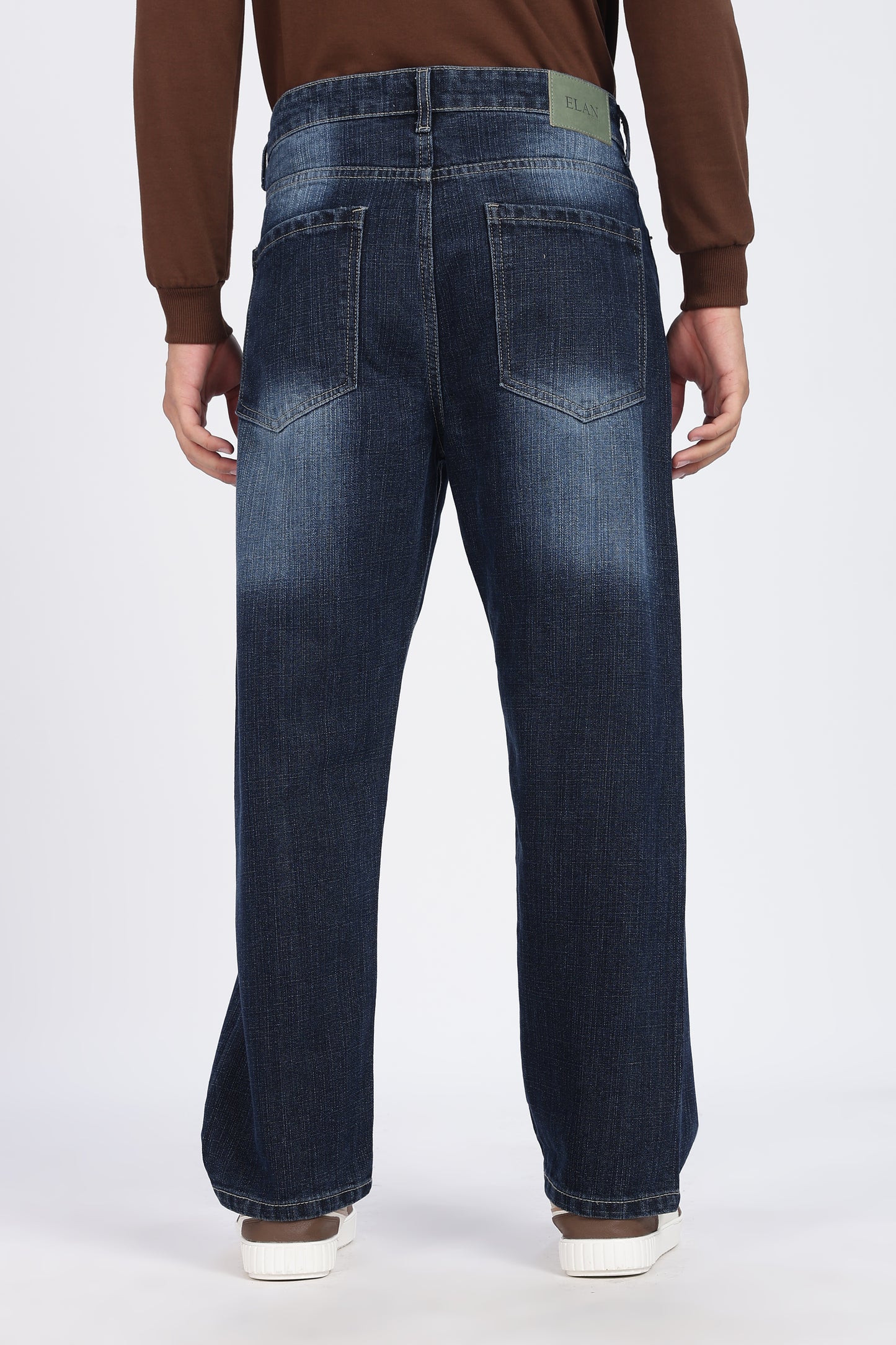 Dark Blue Mid-Wash Denim Jeans – Straight Fit