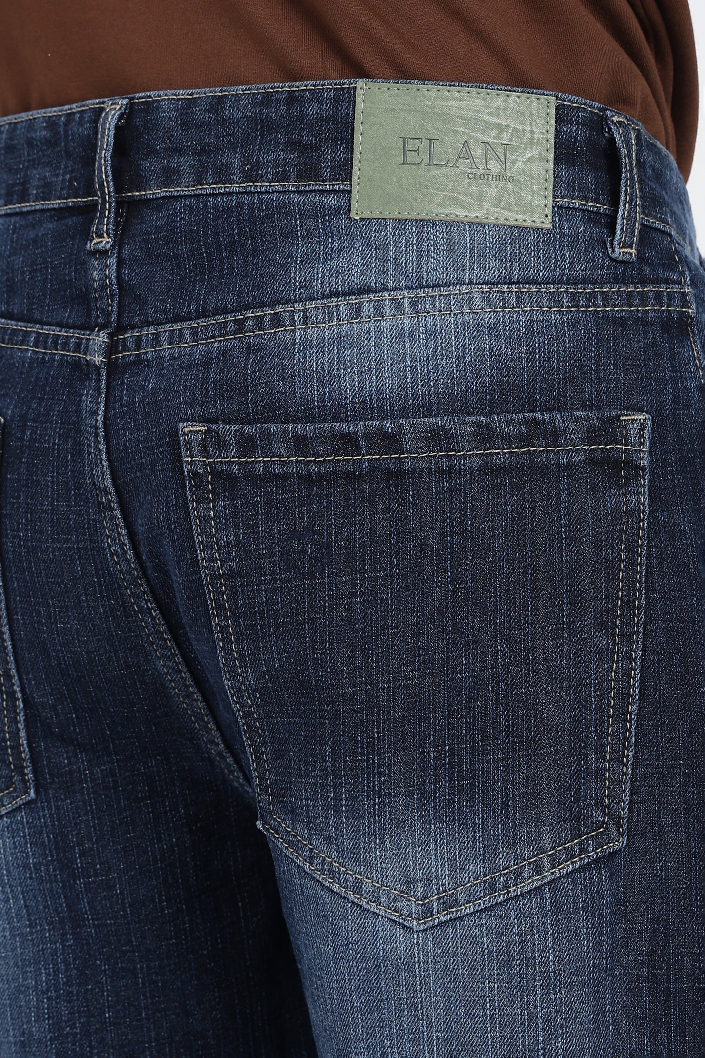 Dark Blue Mid-Wash Denim Jeans – Straight Fit