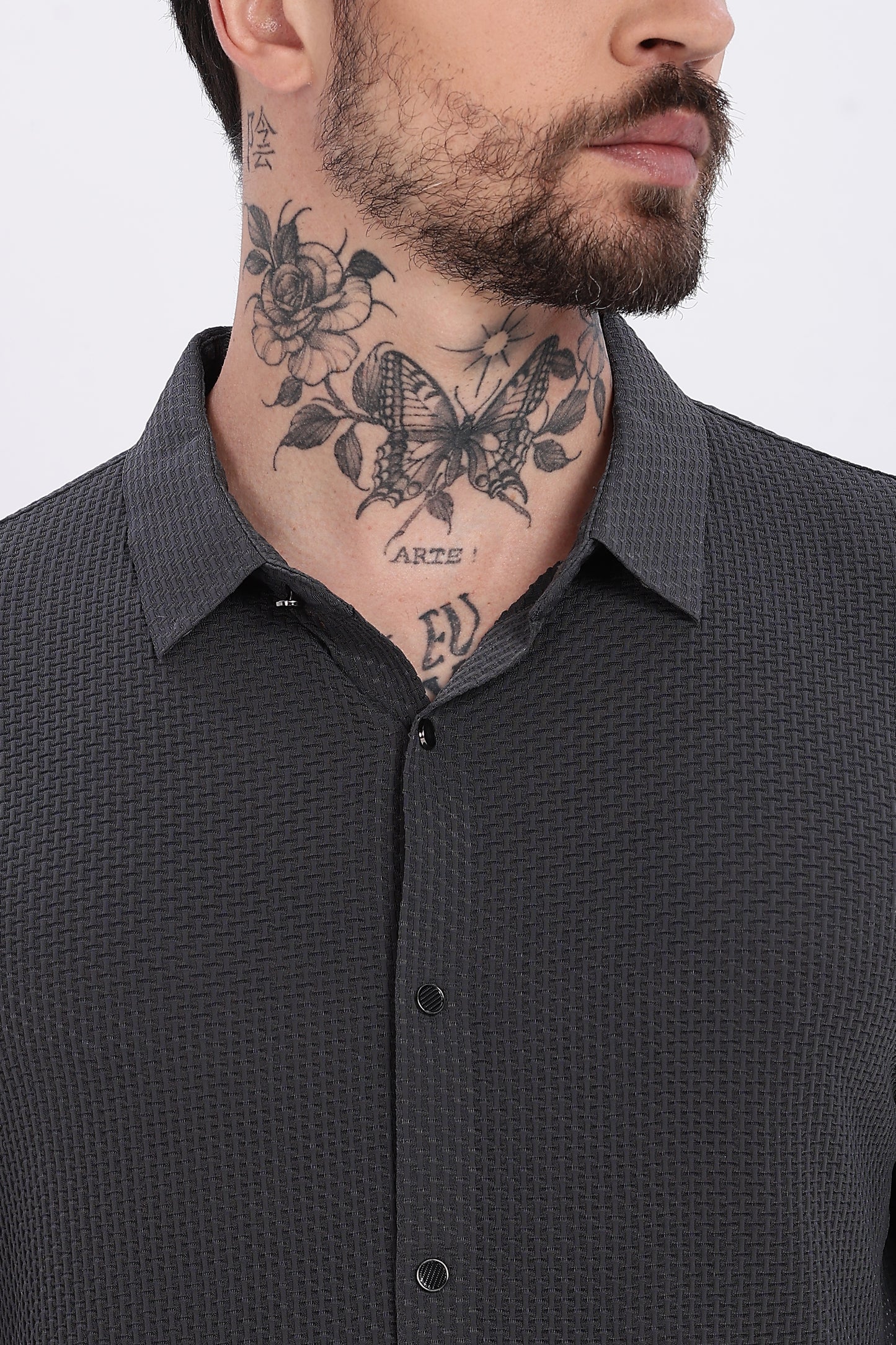 Charcoal Stitchless Imported Fabric Regular Fit Shirt