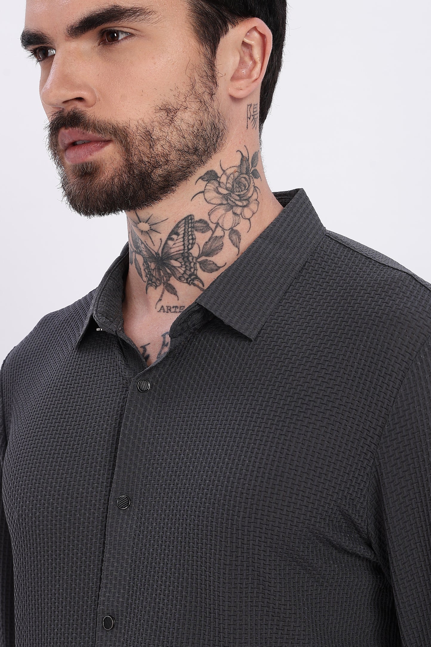 Charcoal Stitchless Imported Fabric Regular Fit Shirt
