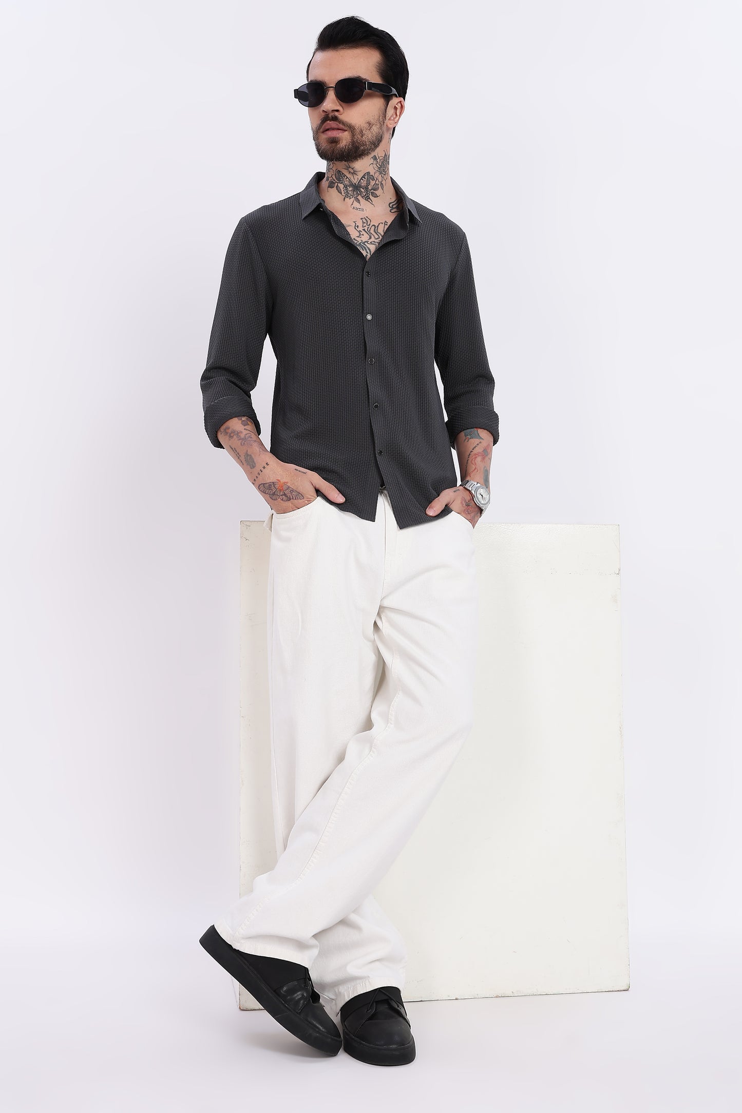 Charcoal Stitchless Imported Fabric Regular Fit Shirt