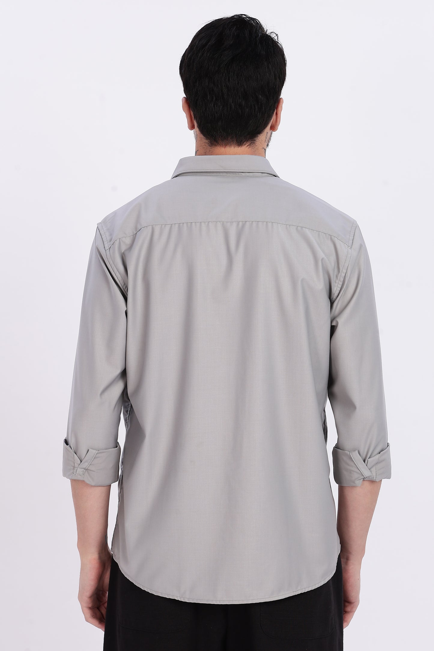 Silver Grey Regular Fit Melange Shirt
