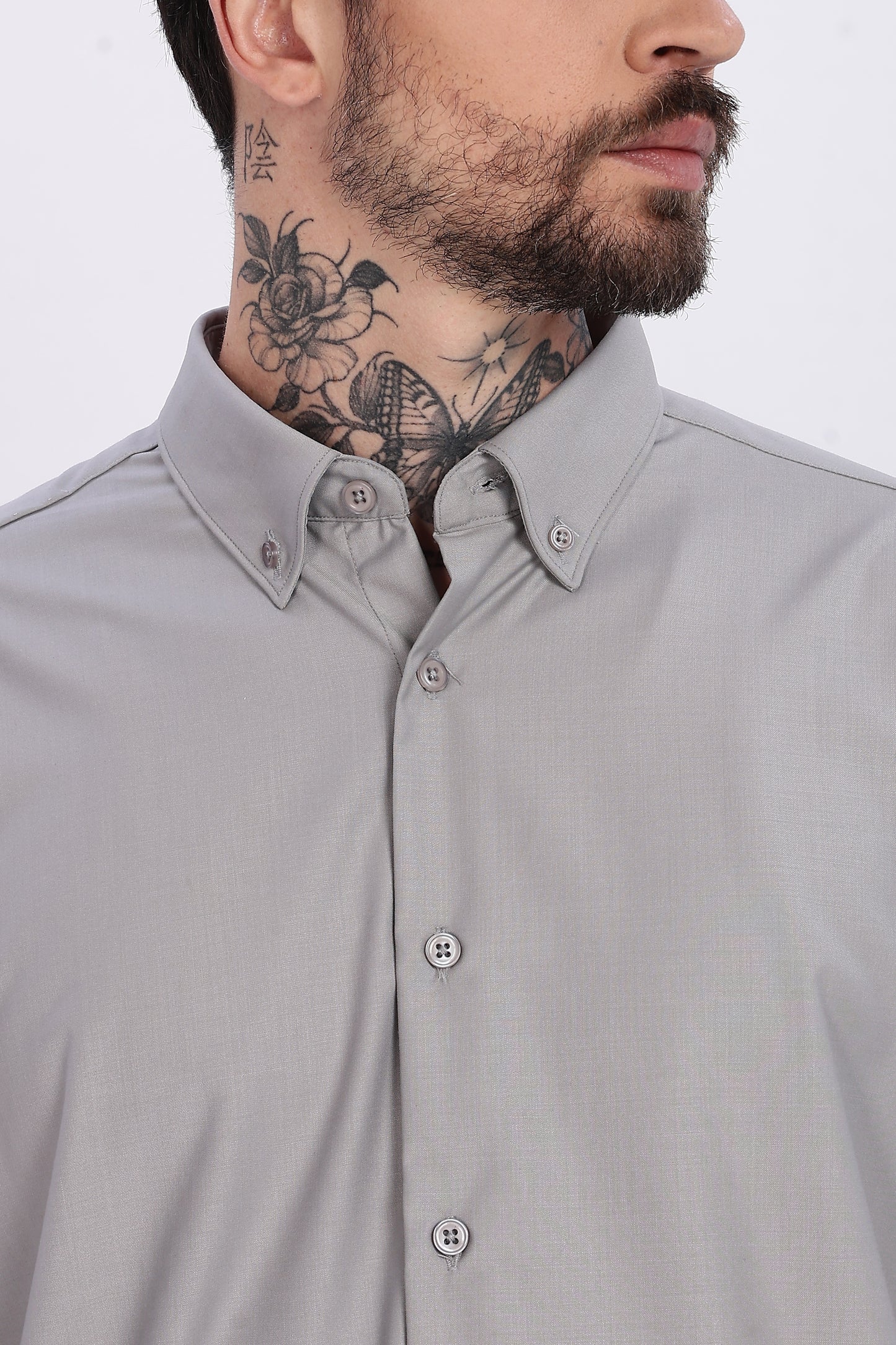 Silver Grey Regular Fit Melange Shirt