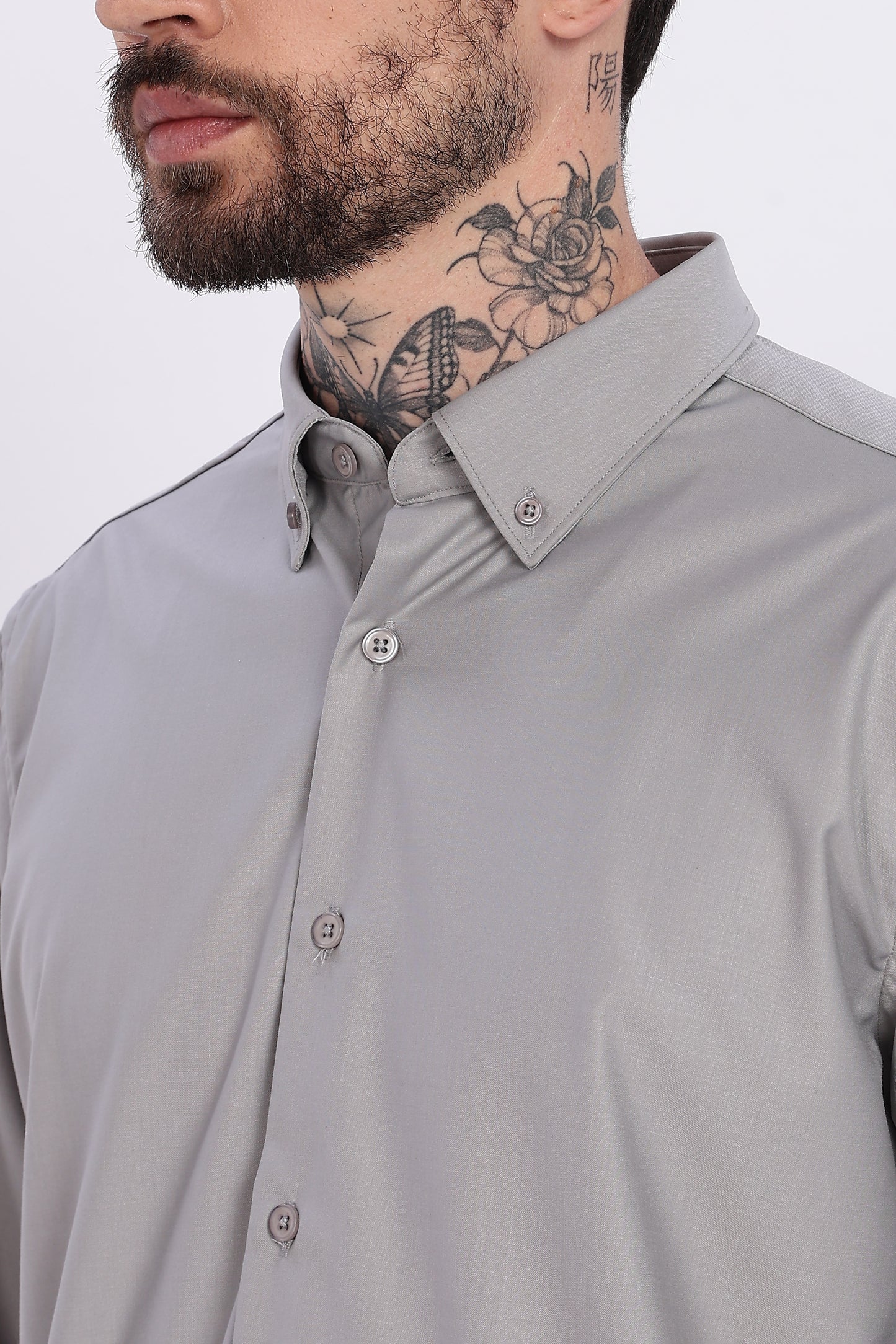 Silver Grey Regular Fit Melange Shirt