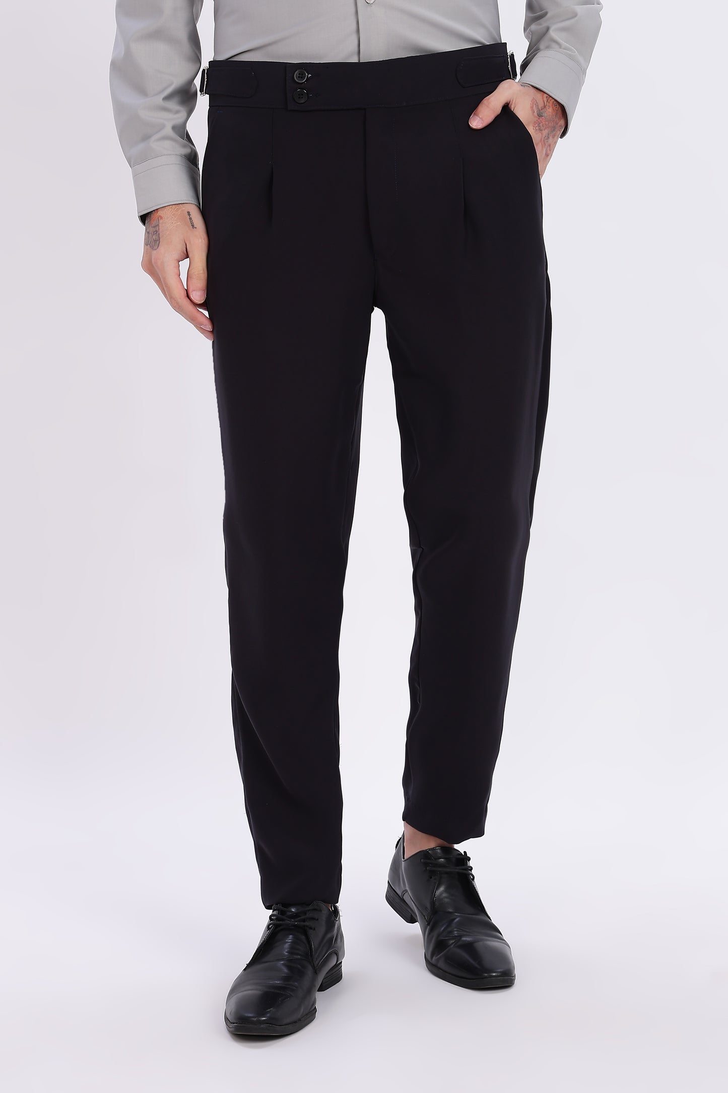 Regular Fit Carbon Black Armani Gurkha Pants