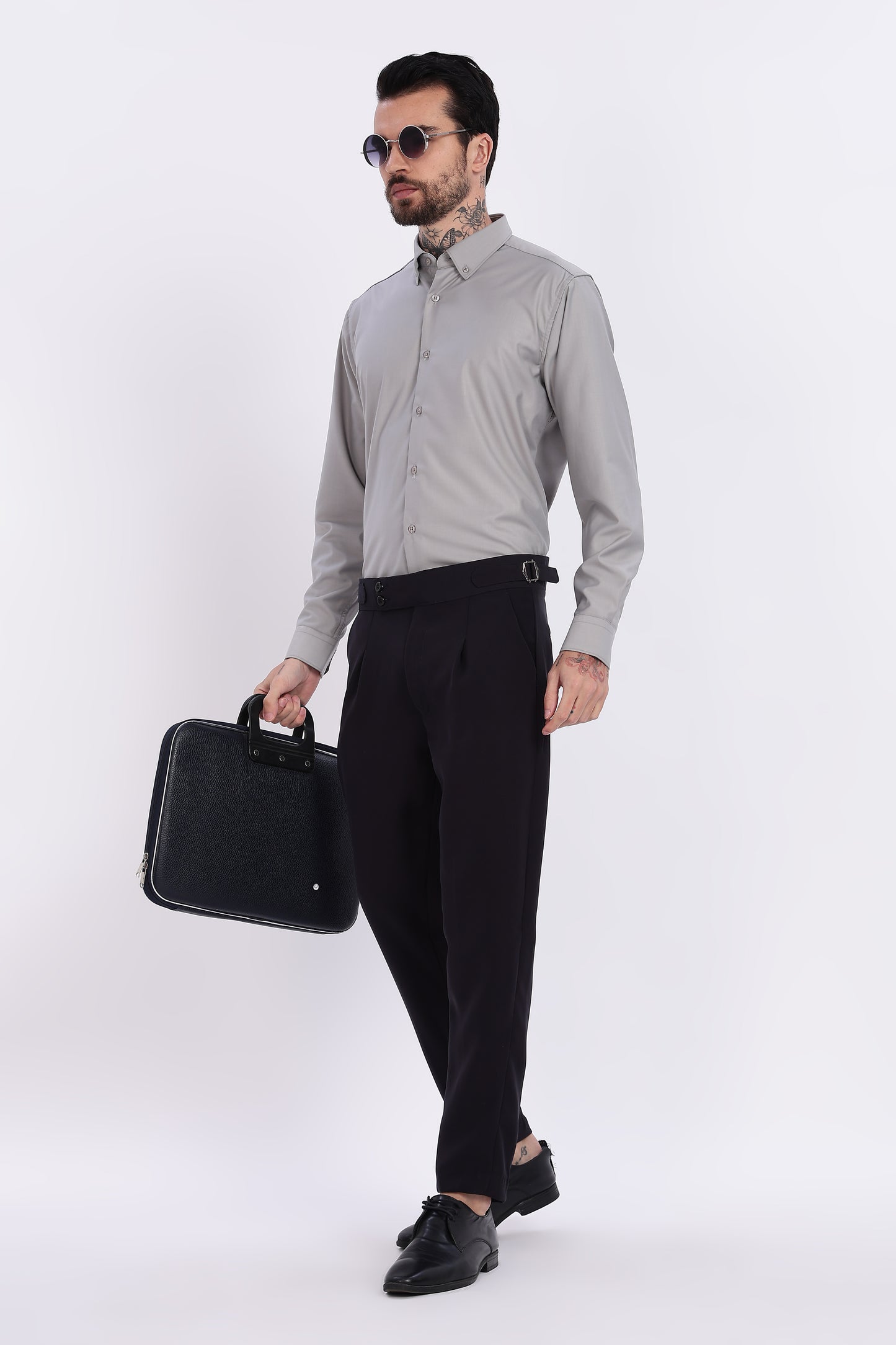 Regular Fit Carbon Black Armani Gurkha Pants