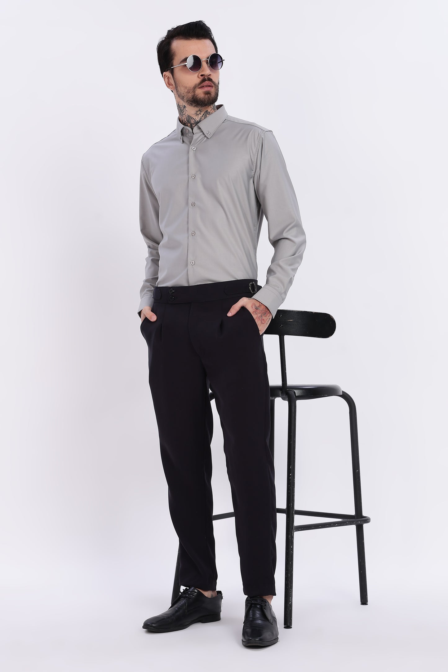 Regular Fit Carbon Black Armani Gurkha Pants