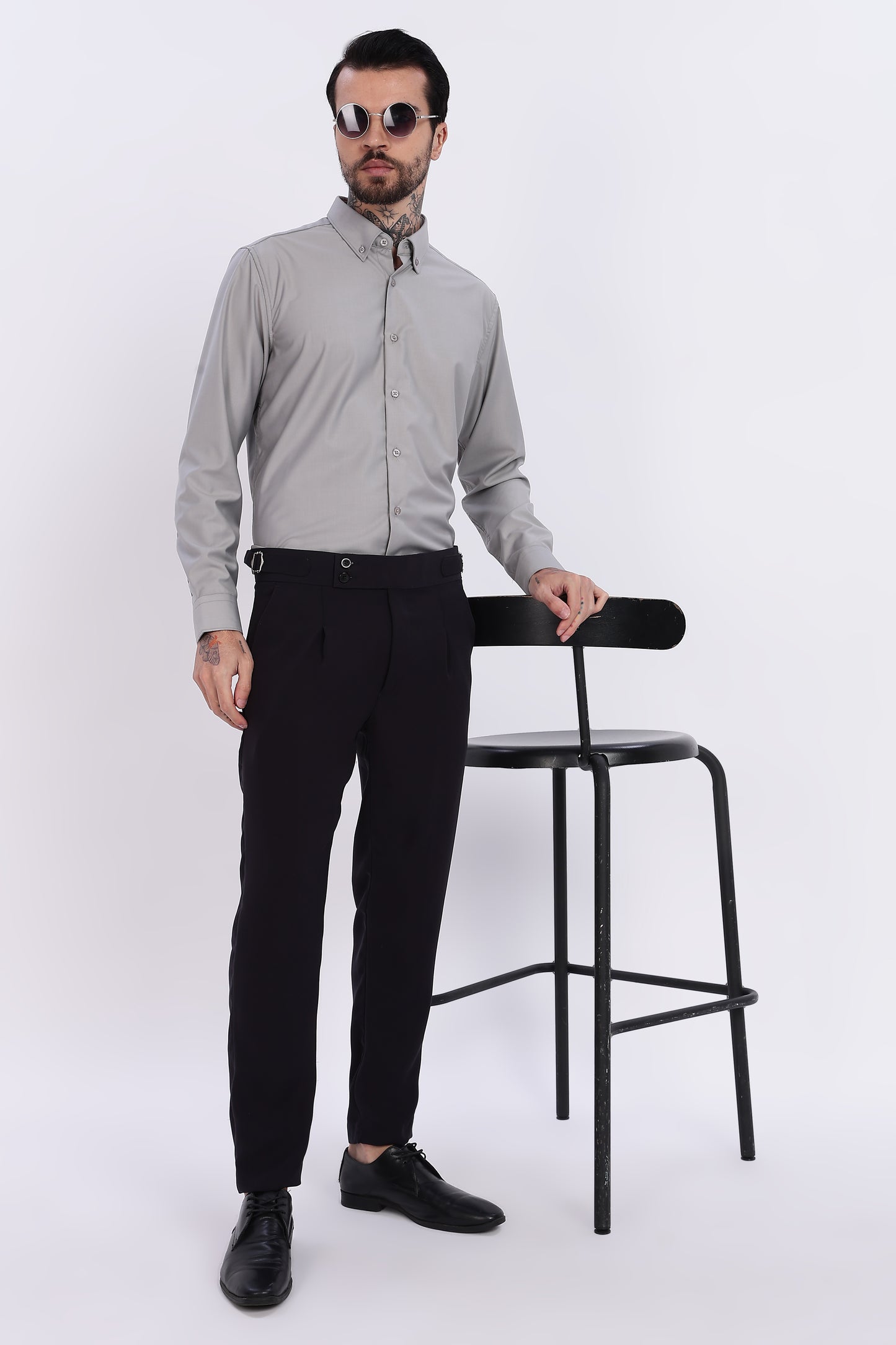 Regular Fit Carbon Black Armani Gurkha Pants