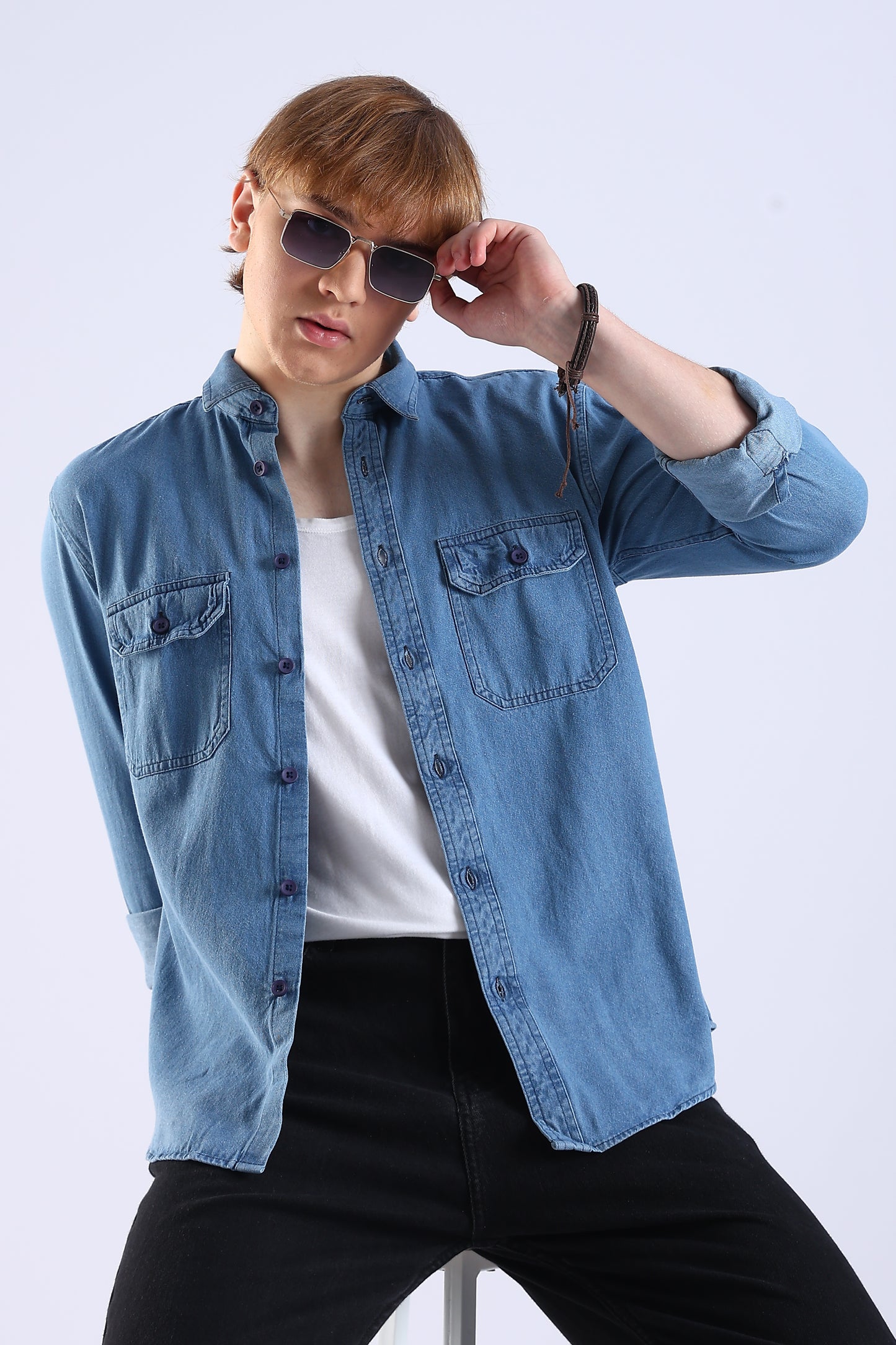 Regular Fit Light Blue Denim Shirt