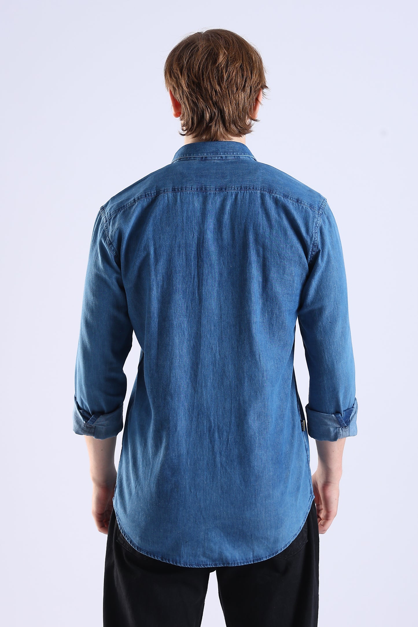 Regular Fit Dark Blue Denim Shirt