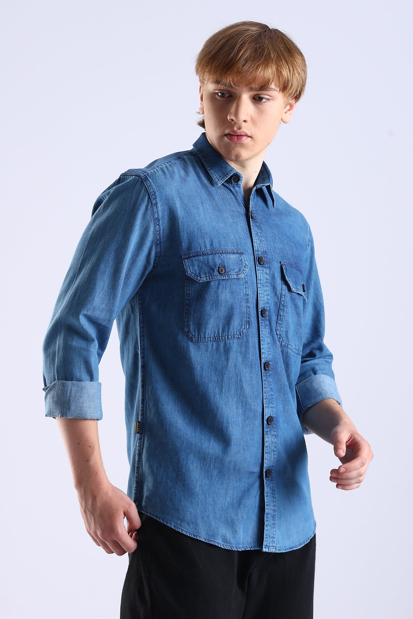 Regular Fit Dark Blue Denim Shirt