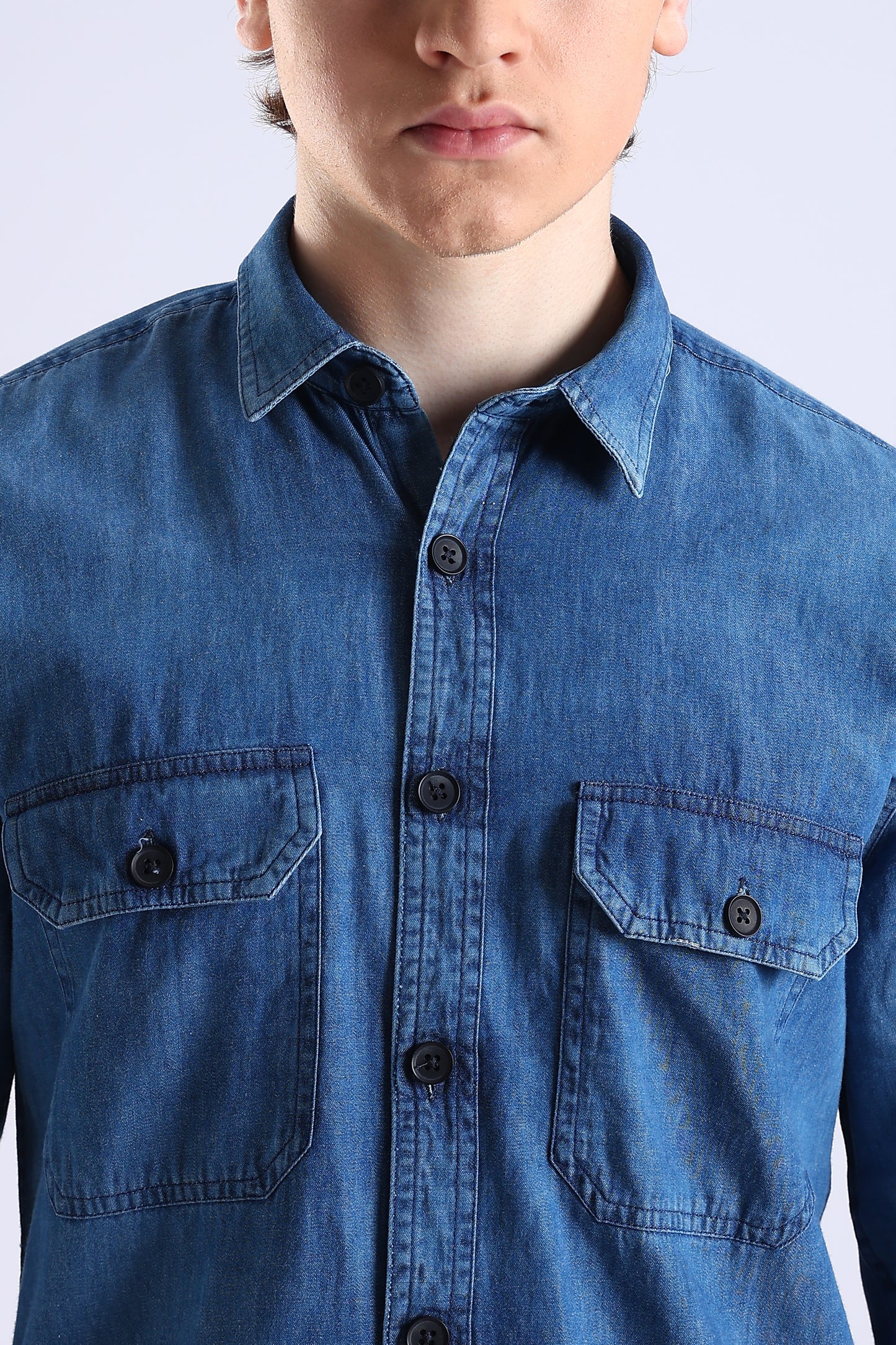 Regular Fit Dark Blue Denim Shirt