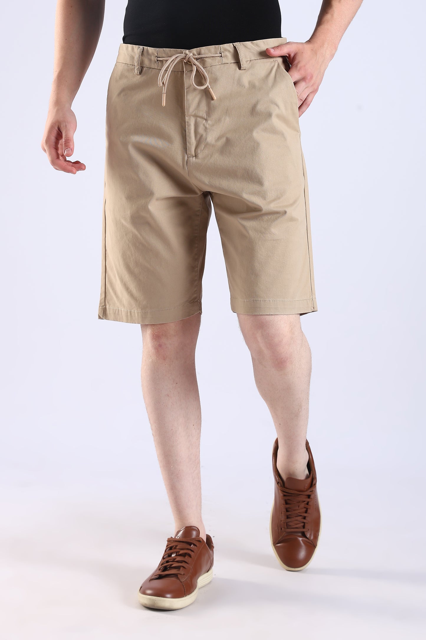 Slim Fit Cotton Beige Shorts