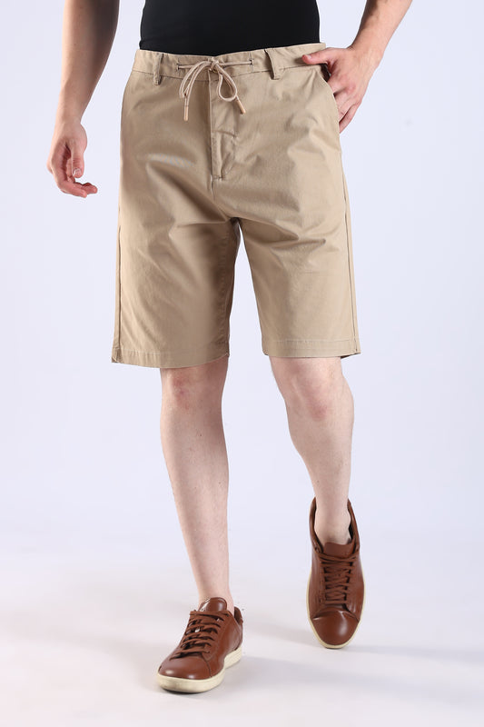 Slim Fit Cotton Beige Shorts
