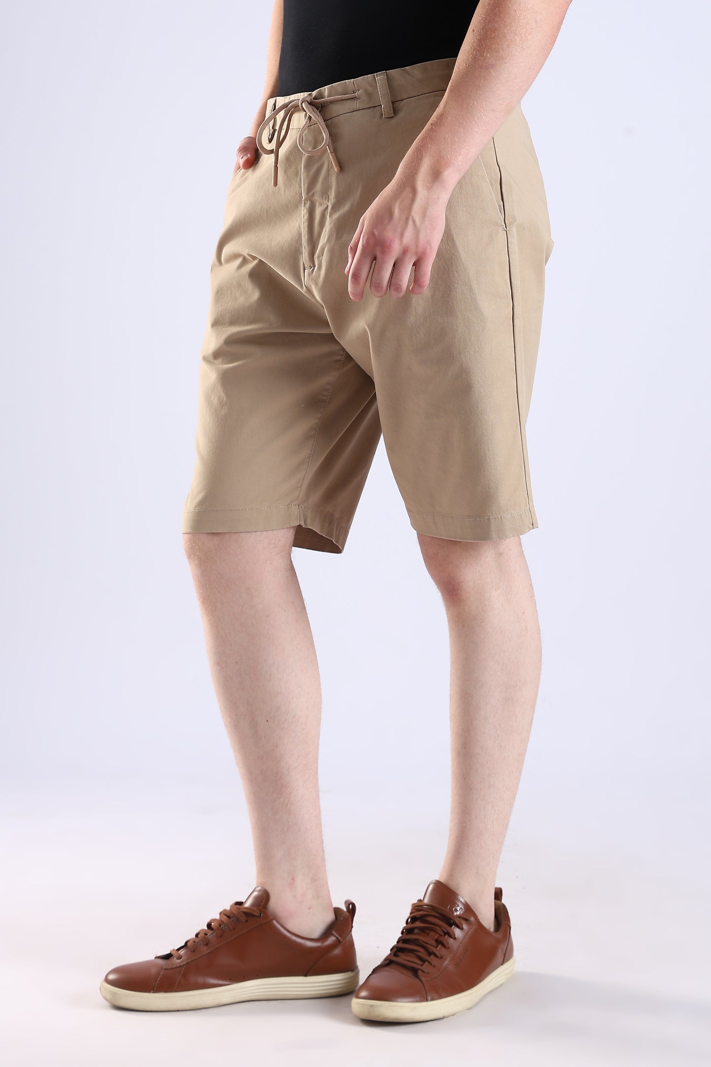 Slim Fit Cotton Beige Shorts
