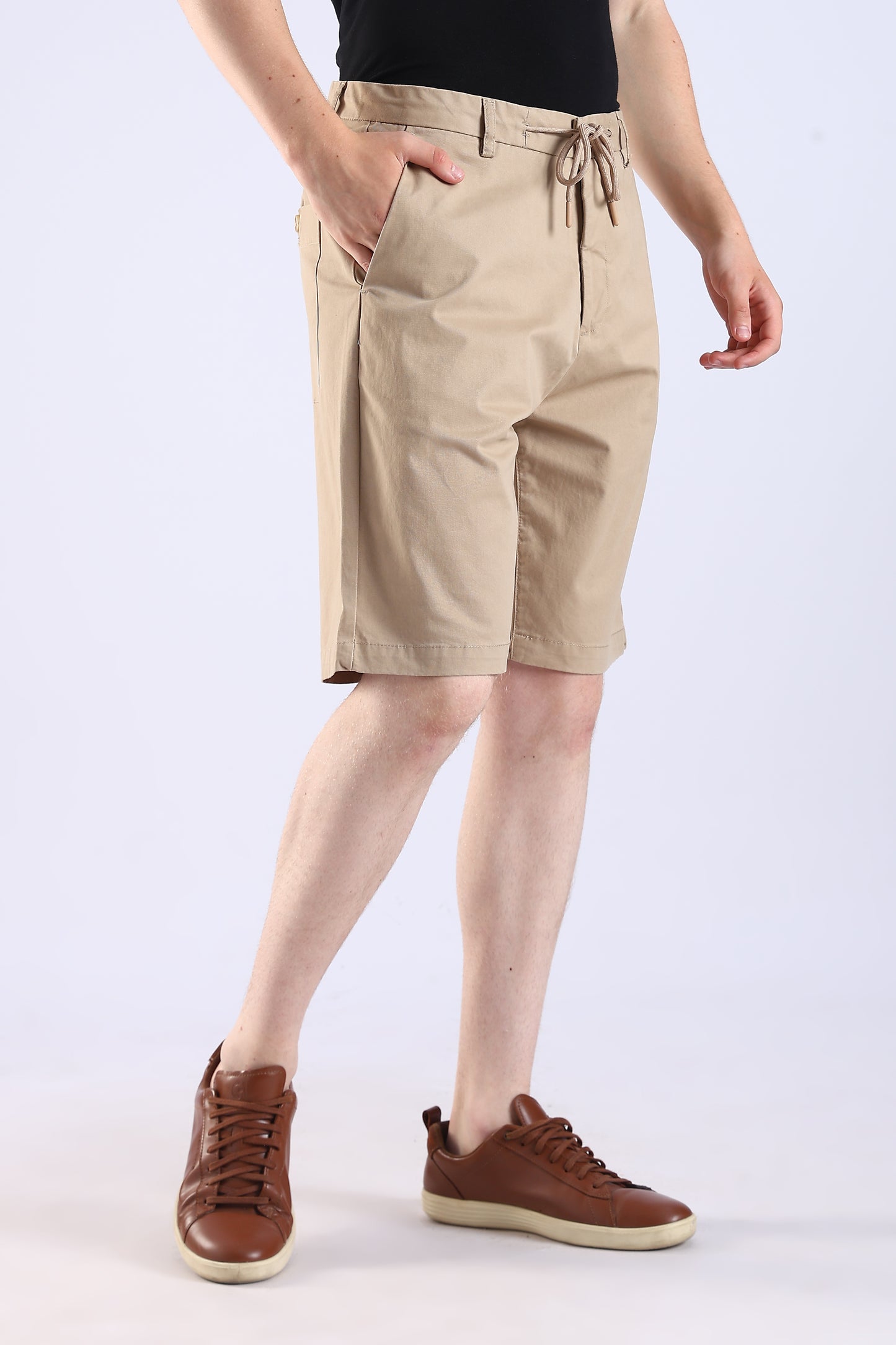 Slim Fit Cotton Beige Shorts