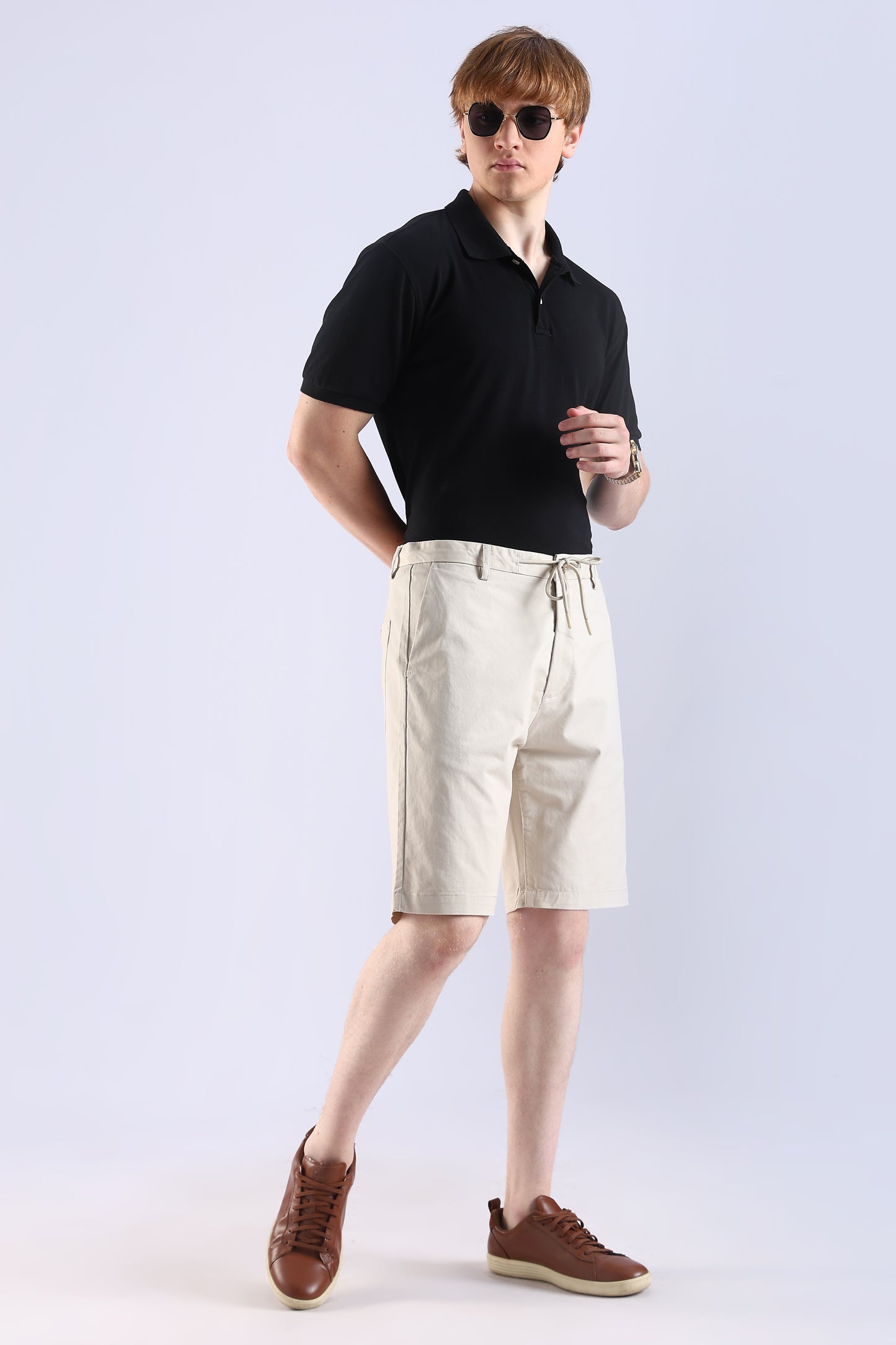 Slim Fit Cotton Light Beige Shorts