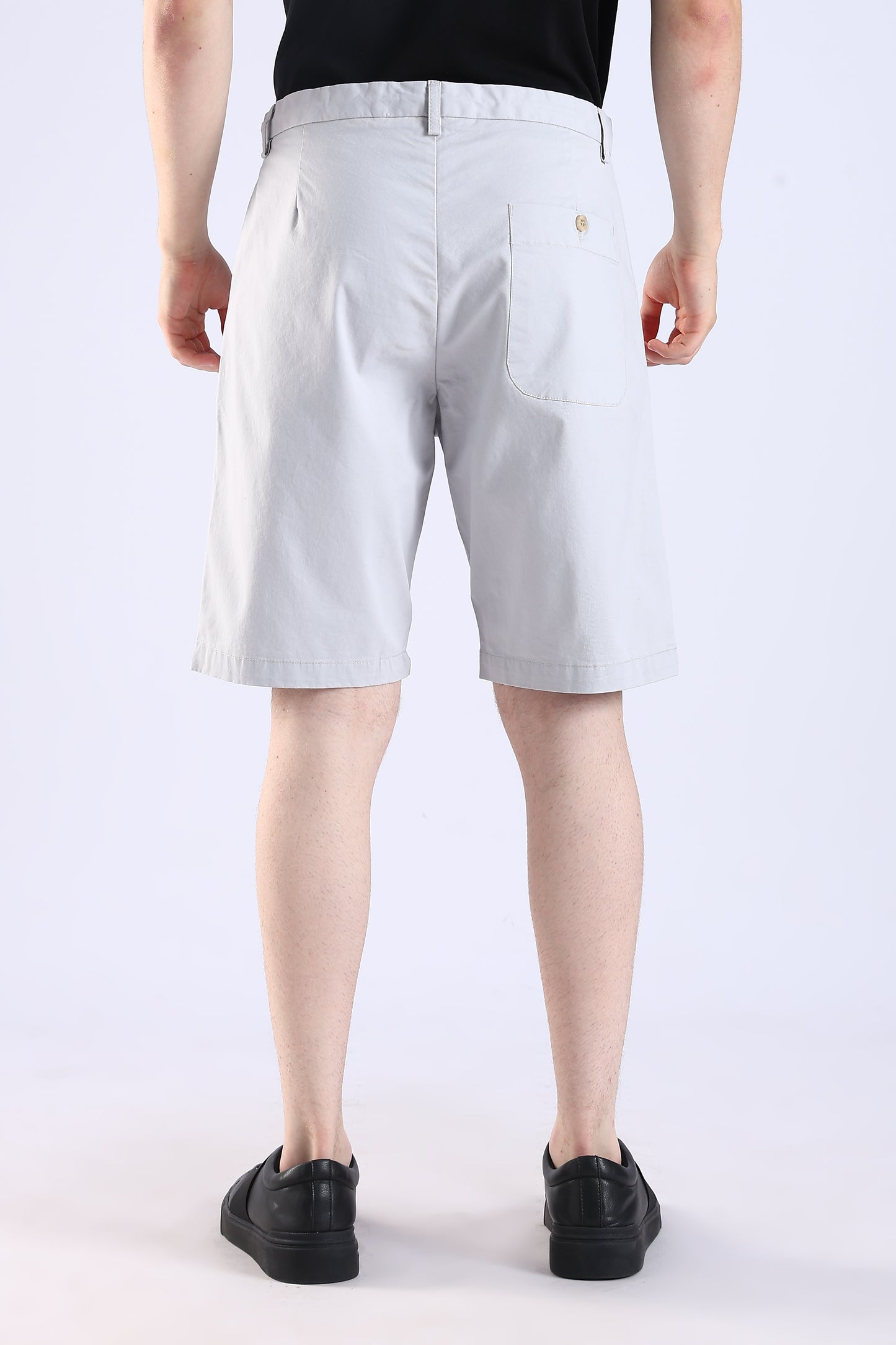 Slim Fit Cotton Light Grey Shorts