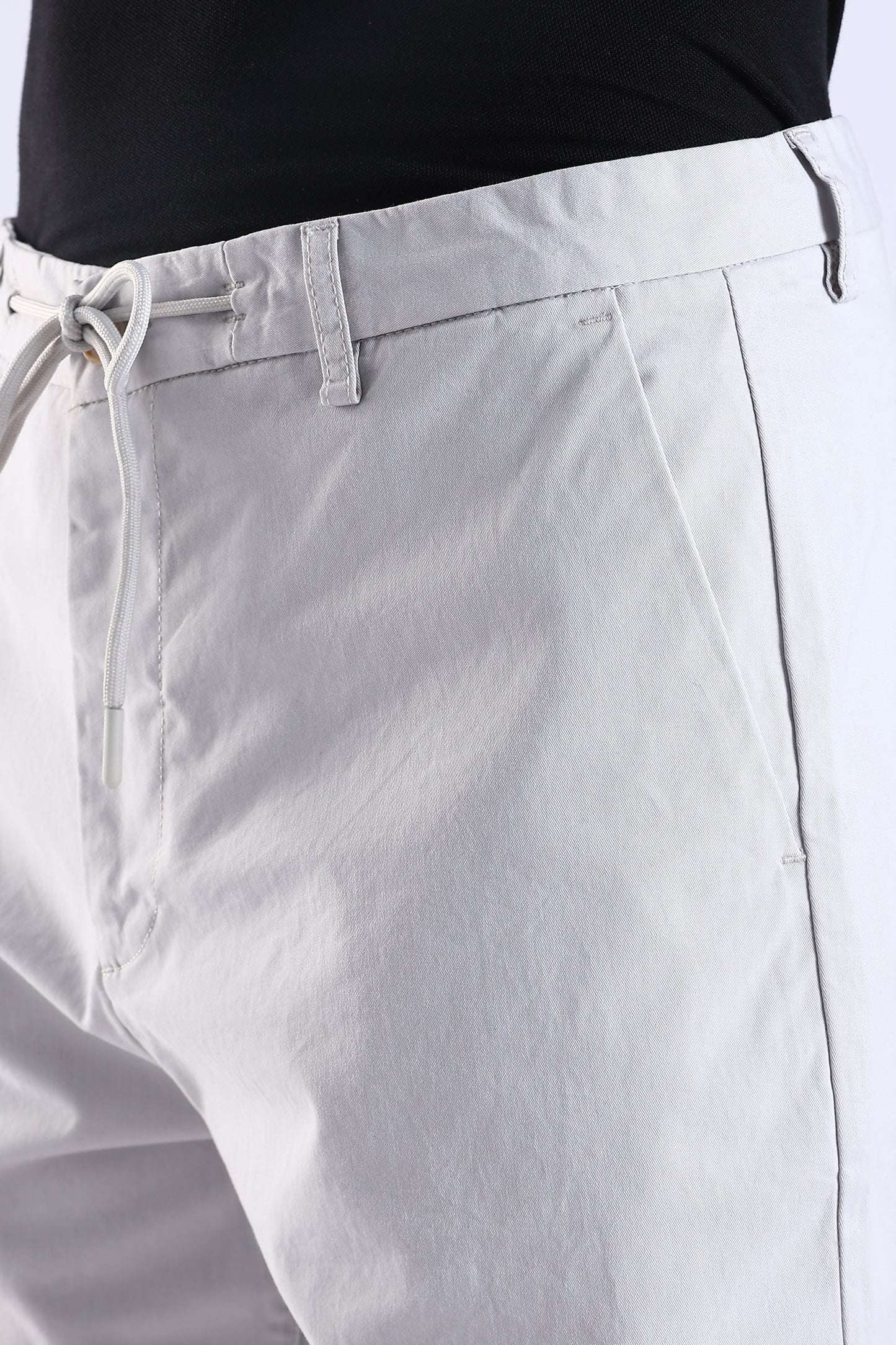 Slim Fit Cotton Light Grey Shorts