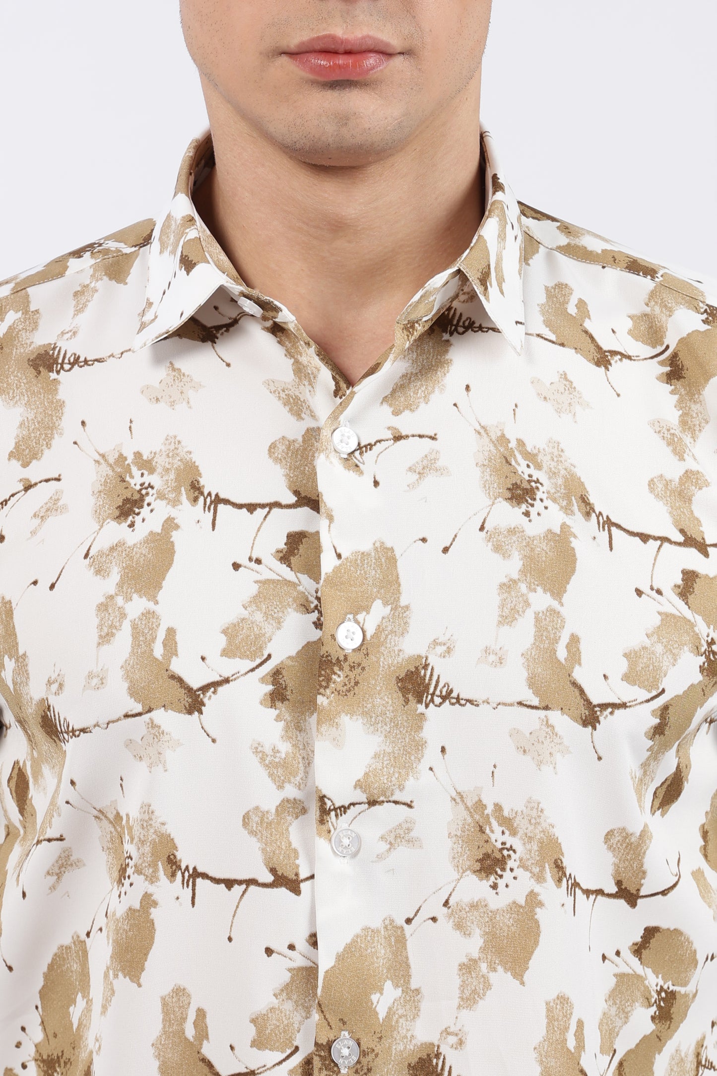 Ivory Botanical Brush Print Shirt