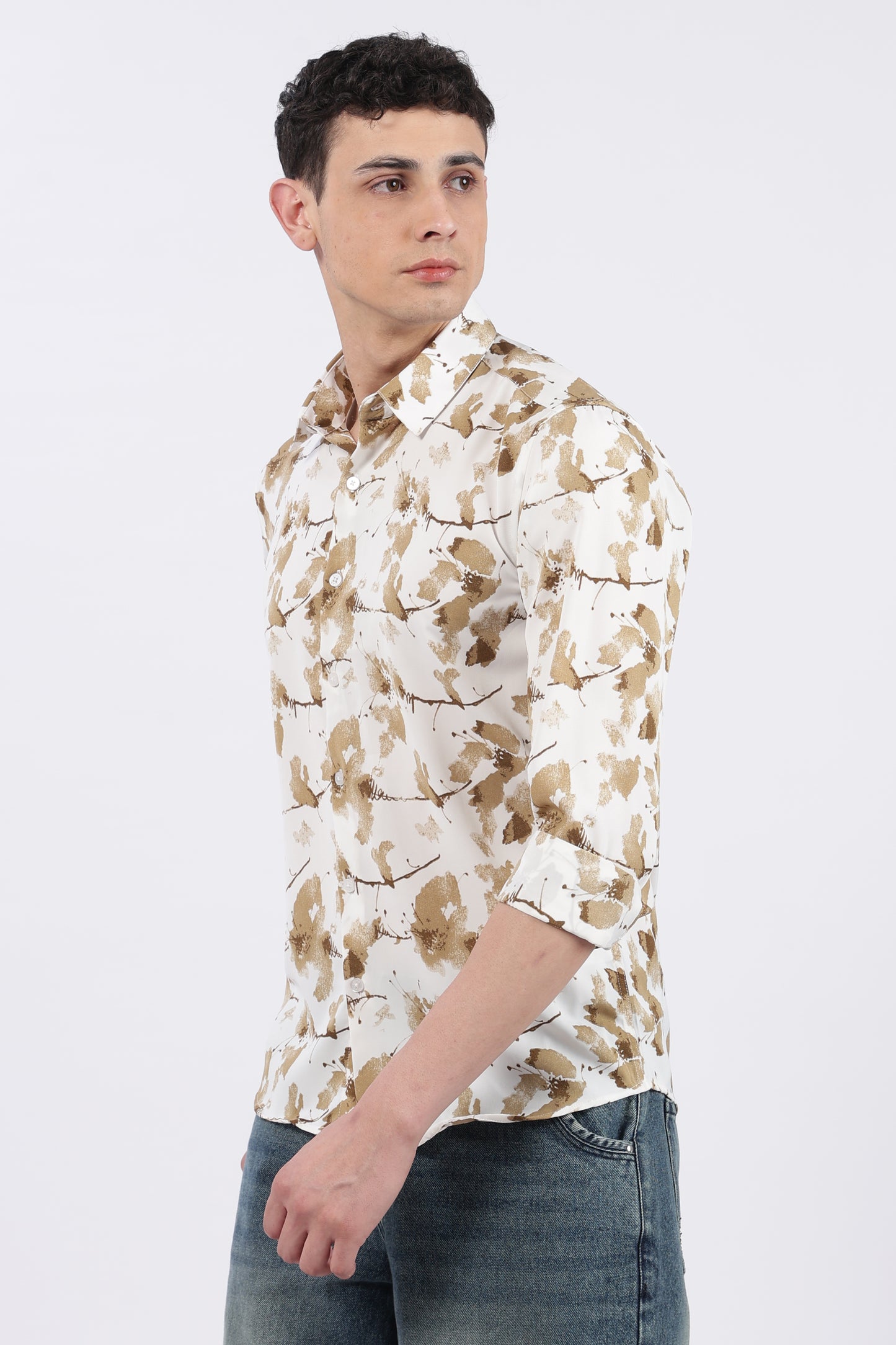 Ivory Botanical Brush Print Shirt