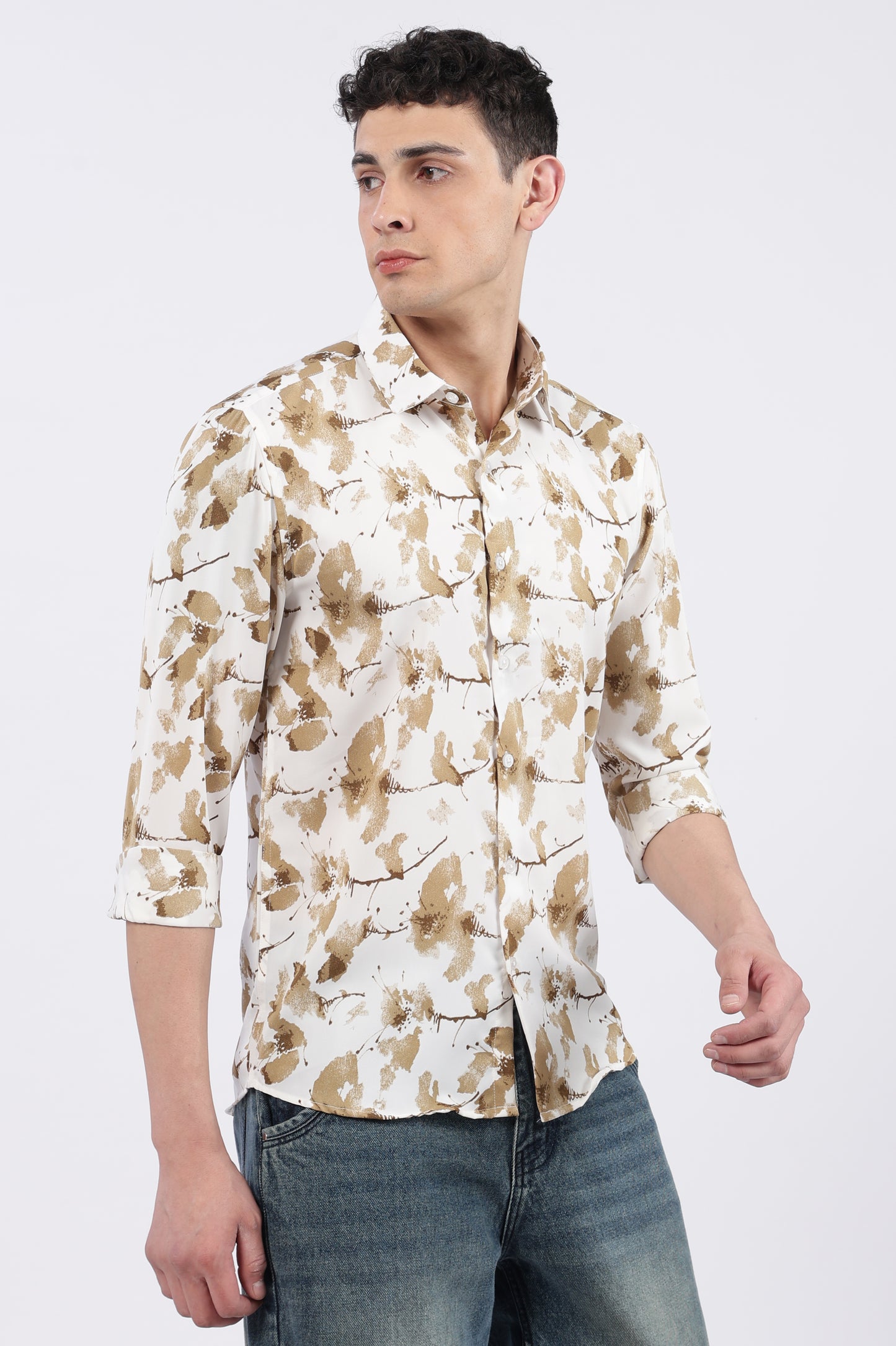 Ivory Botanical Brush Print Shirt