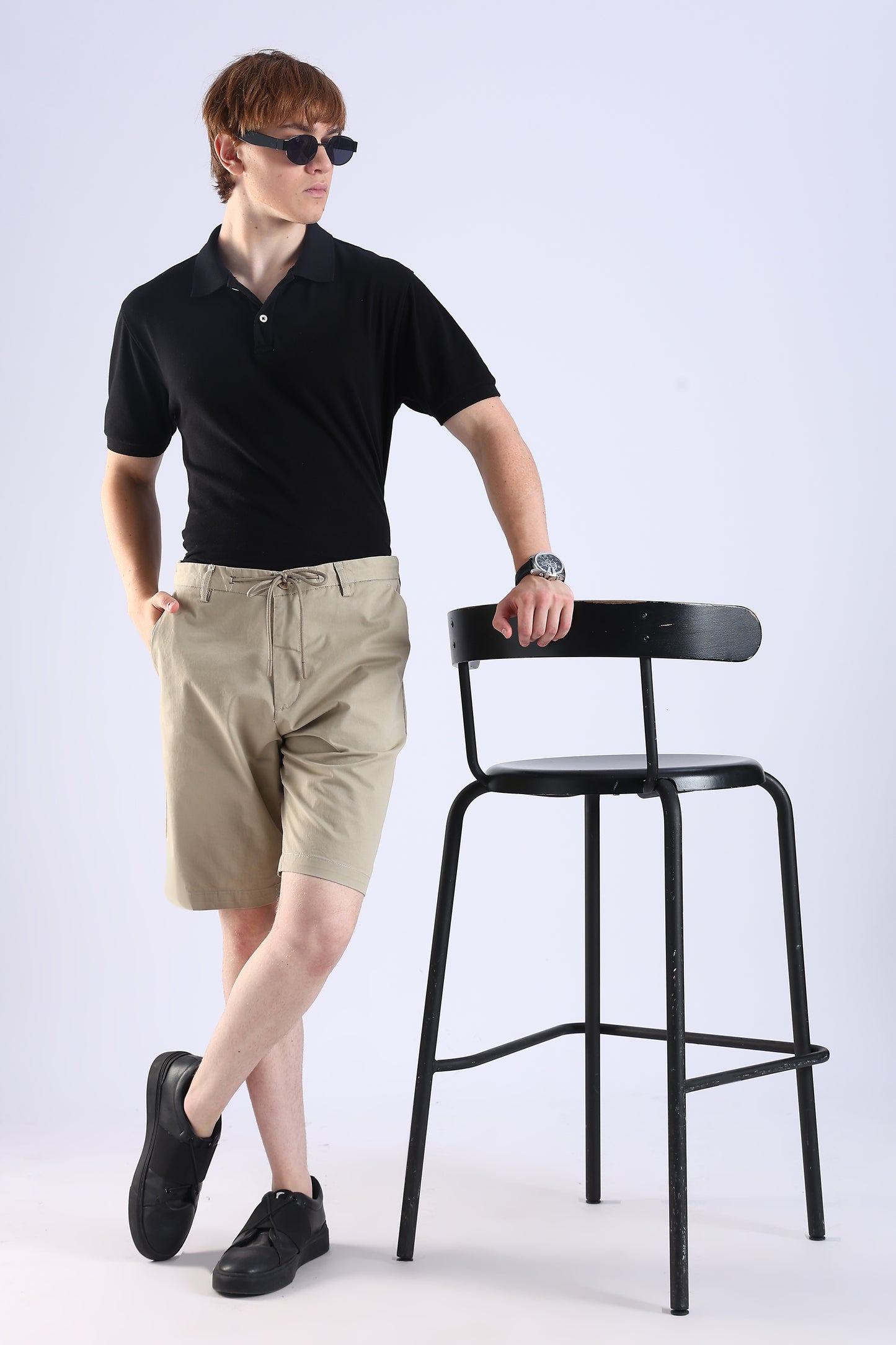 Slim Fit Khaki Rfd Cotton Shorts