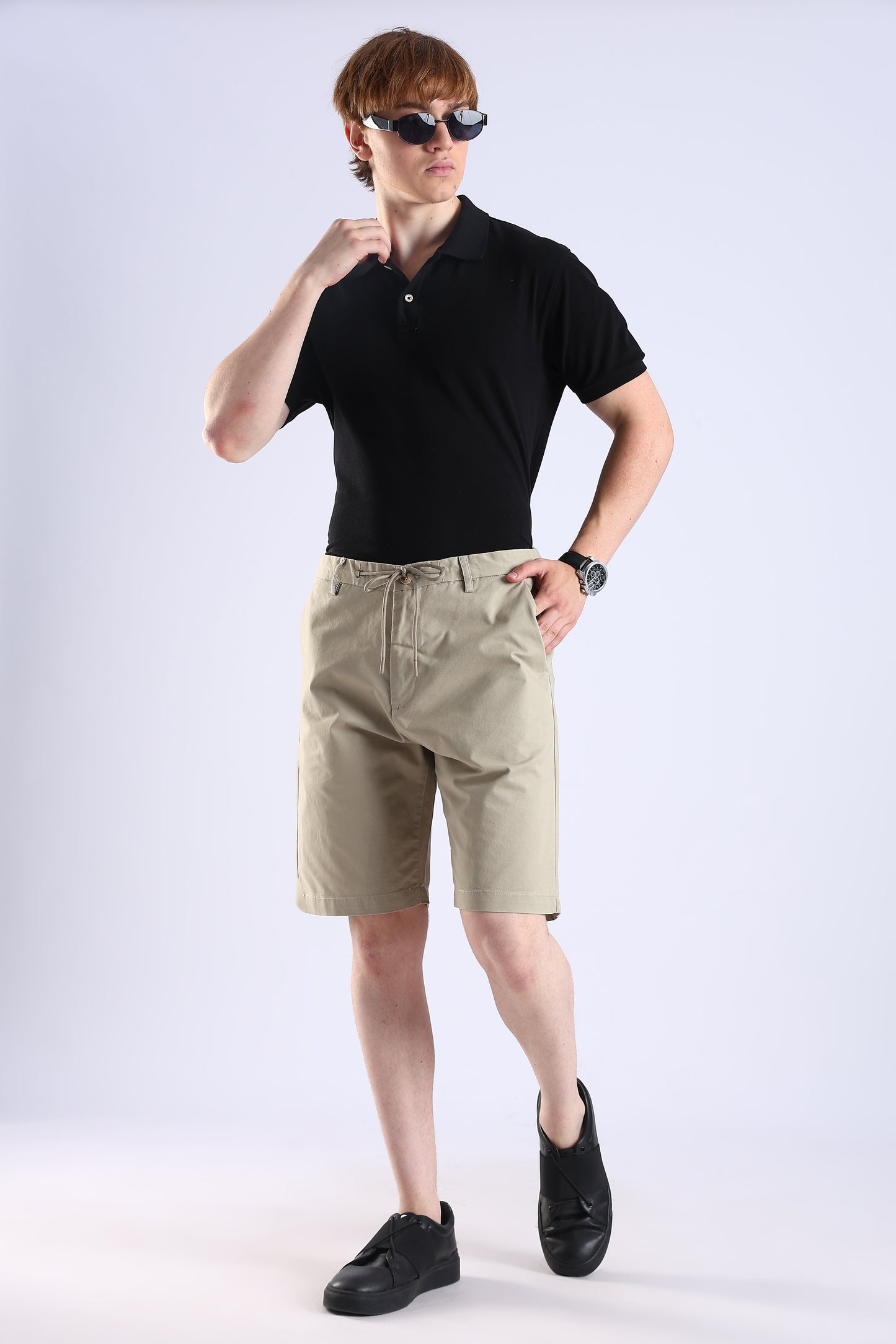 Slim Fit Khaki Rfd Cotton Shorts