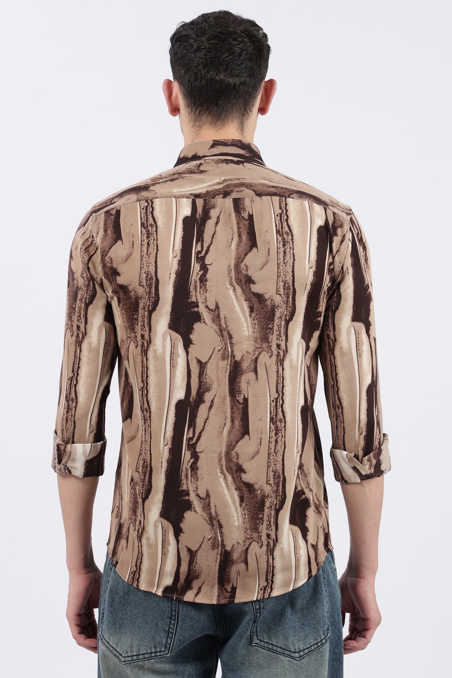 Mocha Fluid Brush Print Shirt
