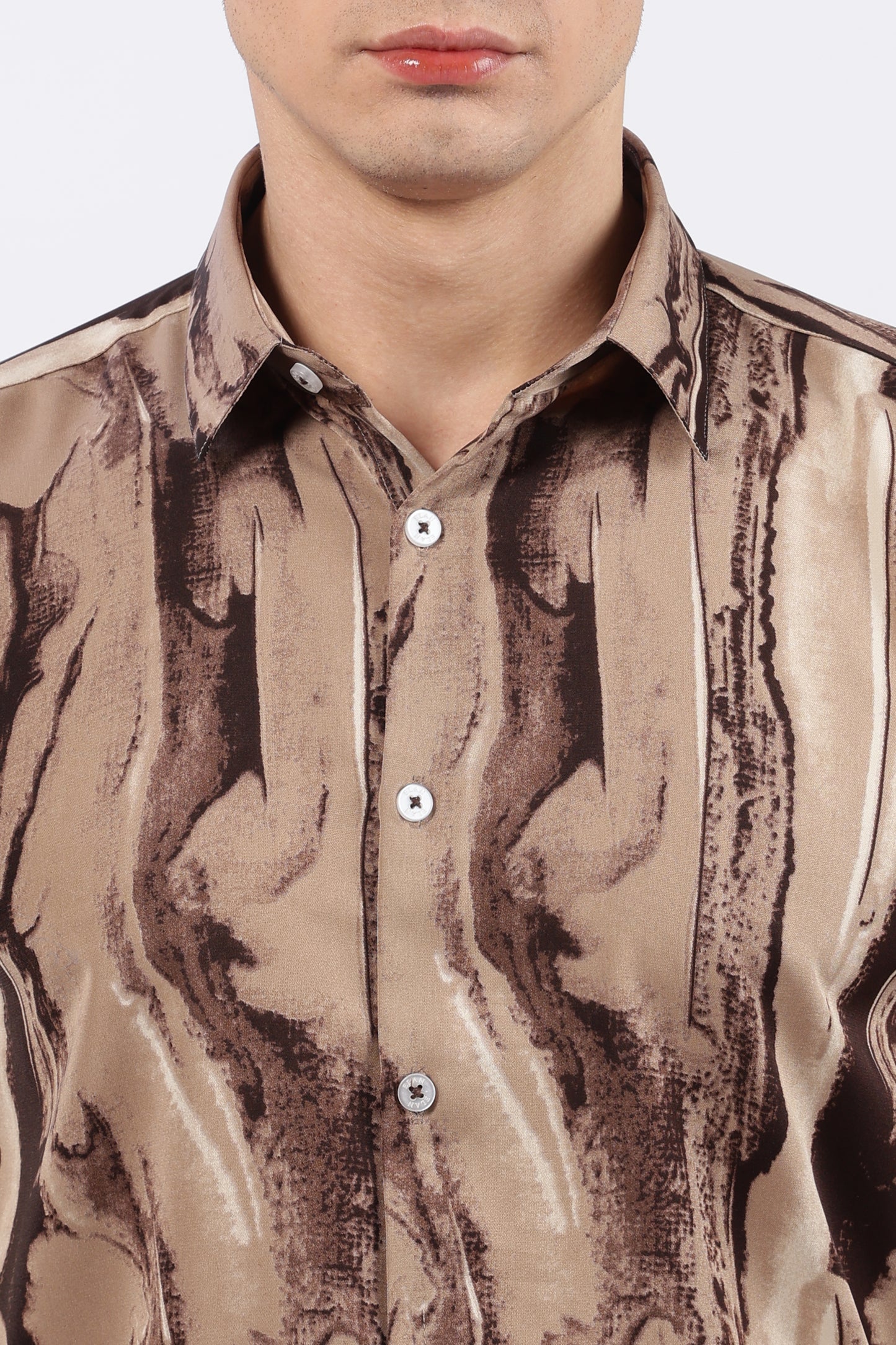 Mocha Fluid Brush Print Shirt
