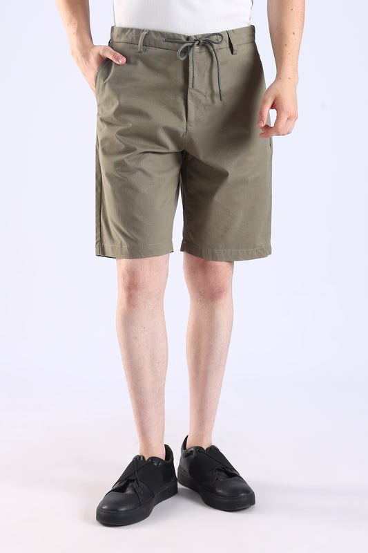 Slim Fit Rfd Cotton Olive Green Shorts