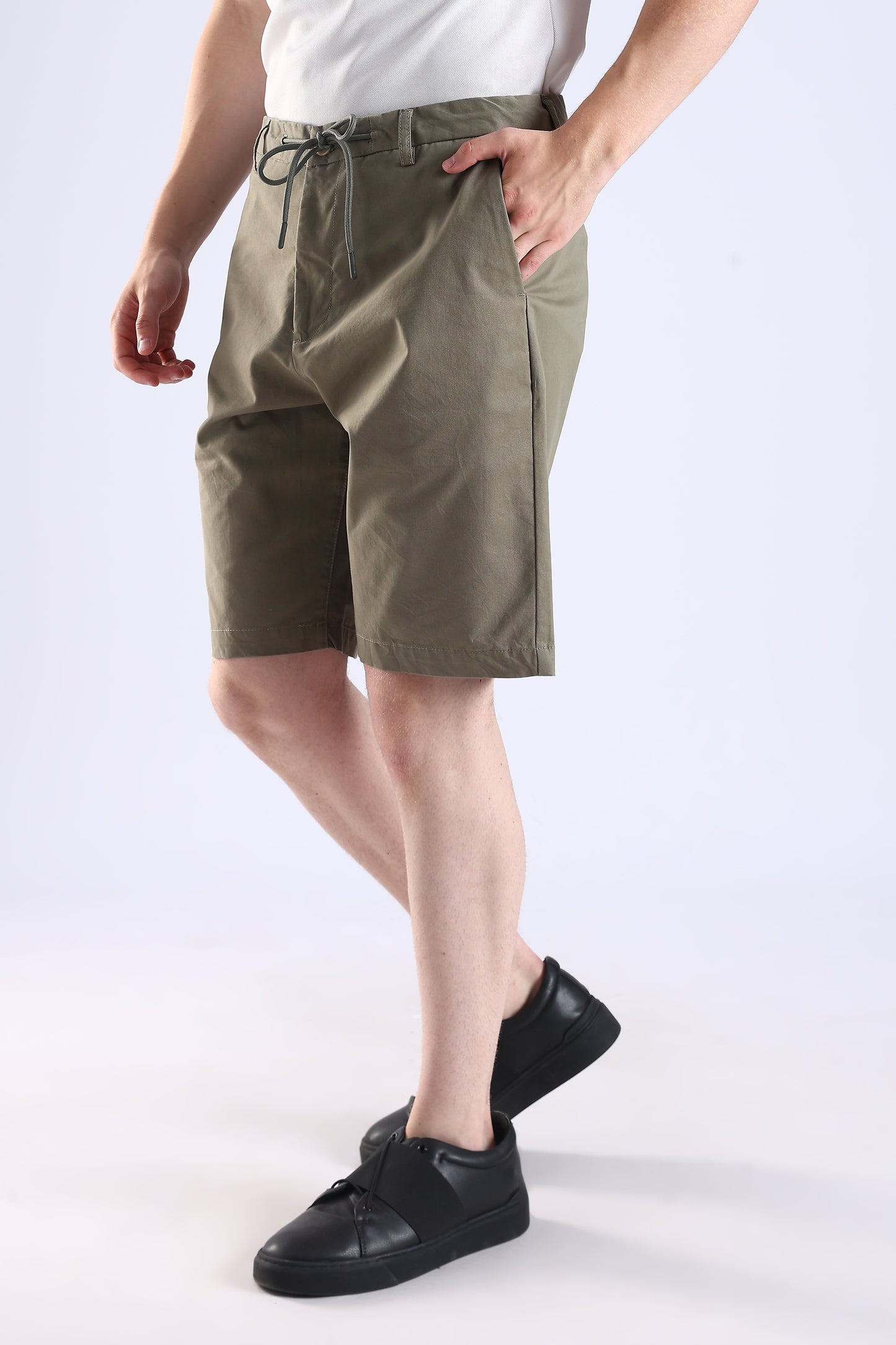 Slim Fit Rfd Cotton Olive Green Shorts