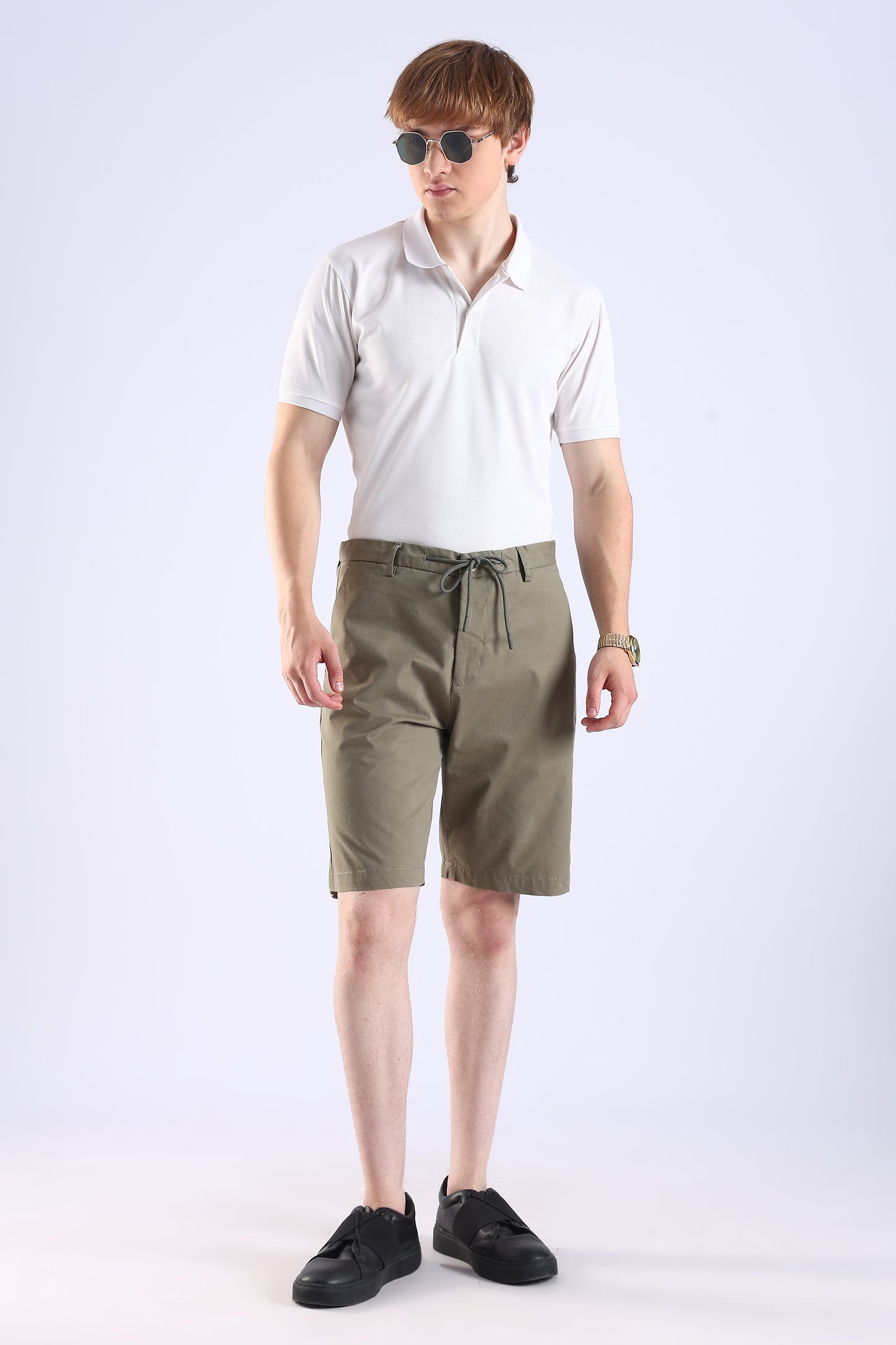 Slim Fit Rfd Cotton Olive Green Shorts