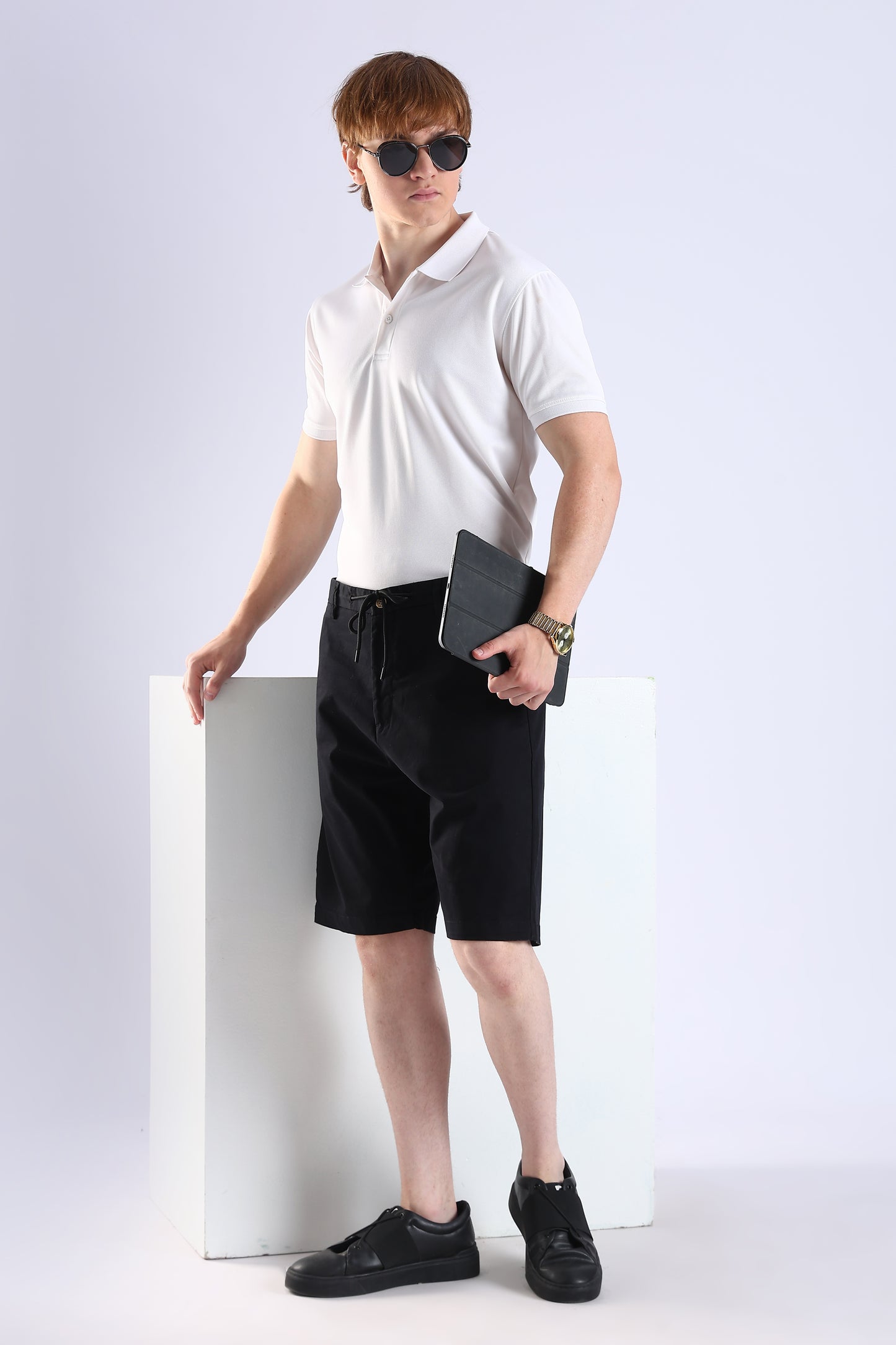 Slim Fit Black RFD Cotton Shorts