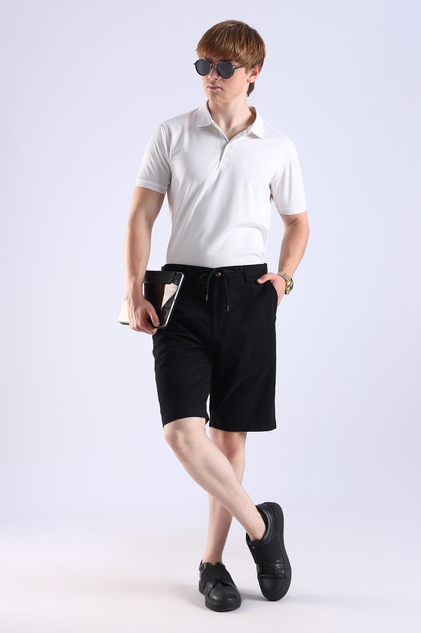 Slim Fit Black RFD Cotton Shorts