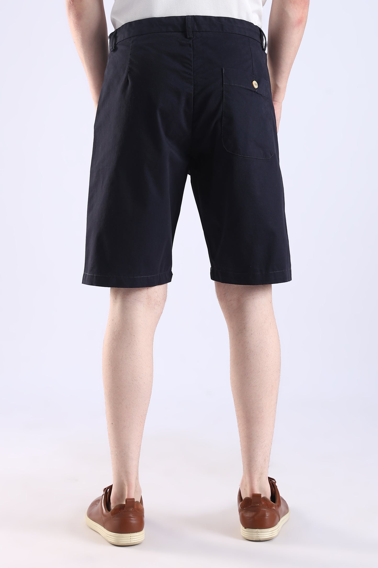 Slim Fit Navy Blue Rfd Cotton Shorts