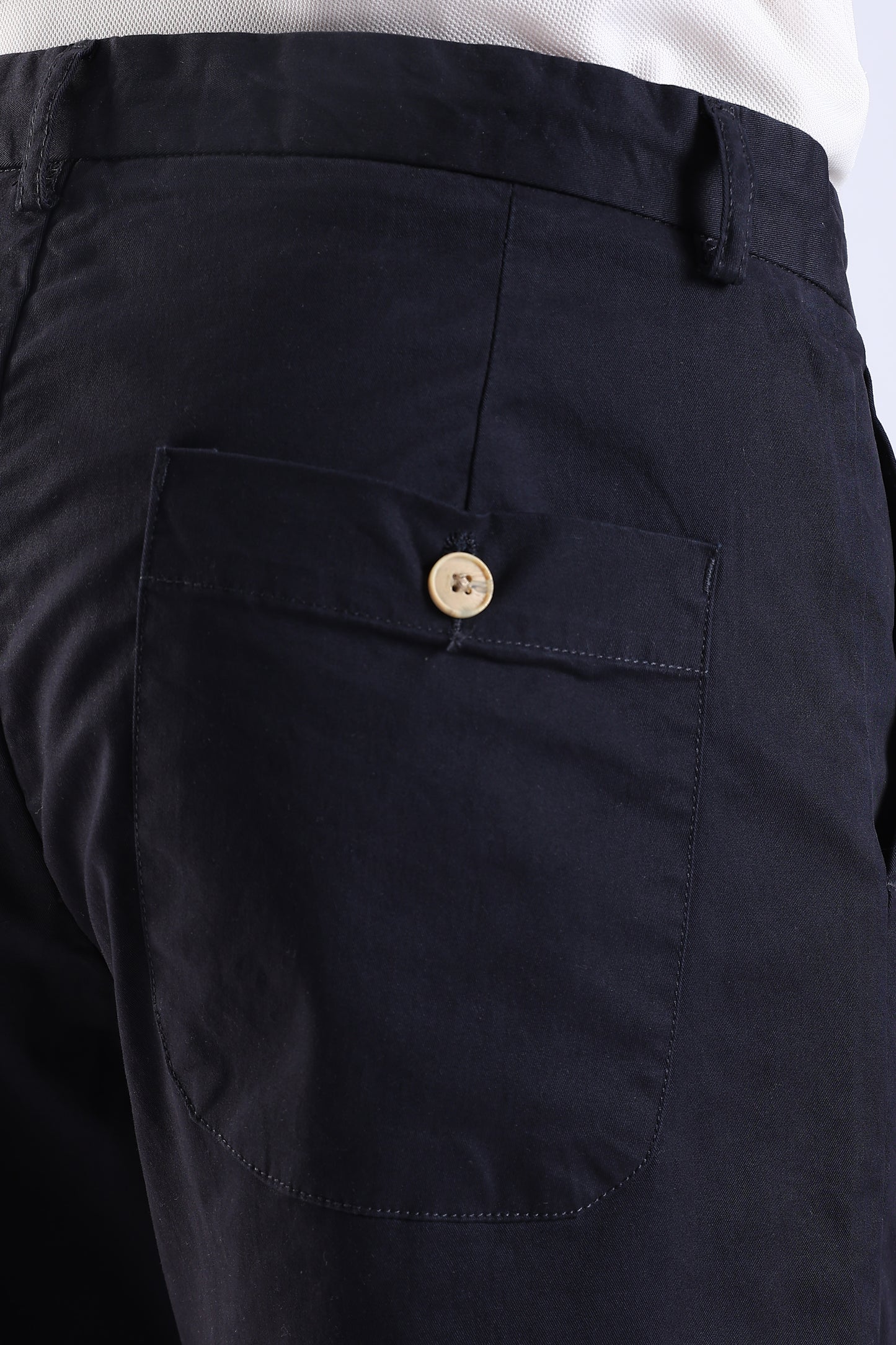 Slim Fit Navy Blue Rfd Cotton Shorts
