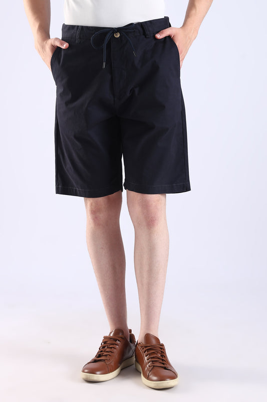 Slim Fit Navy Blue Rfd Cotton Shorts