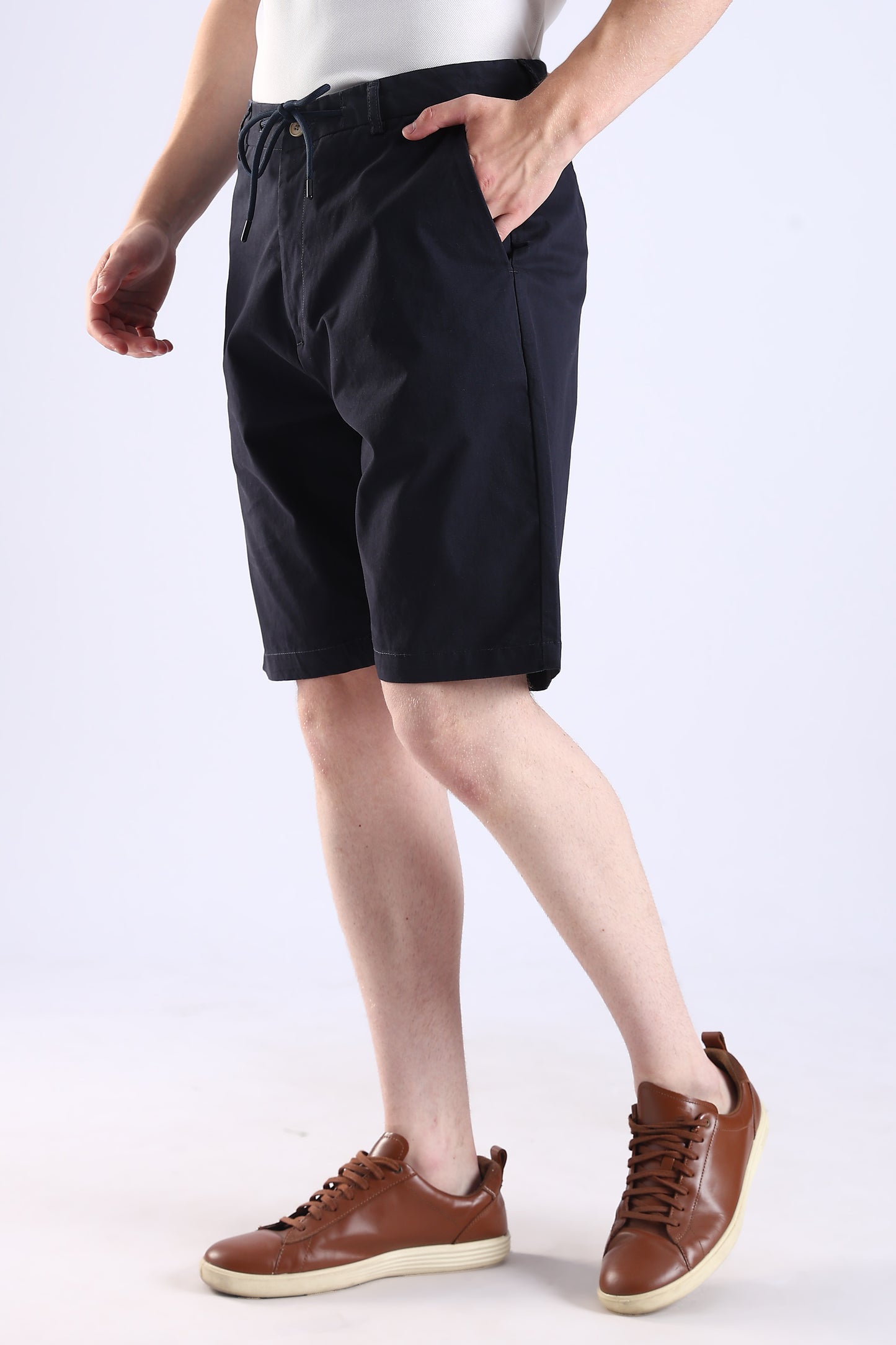 Slim Fit Navy Blue Rfd Cotton Shorts