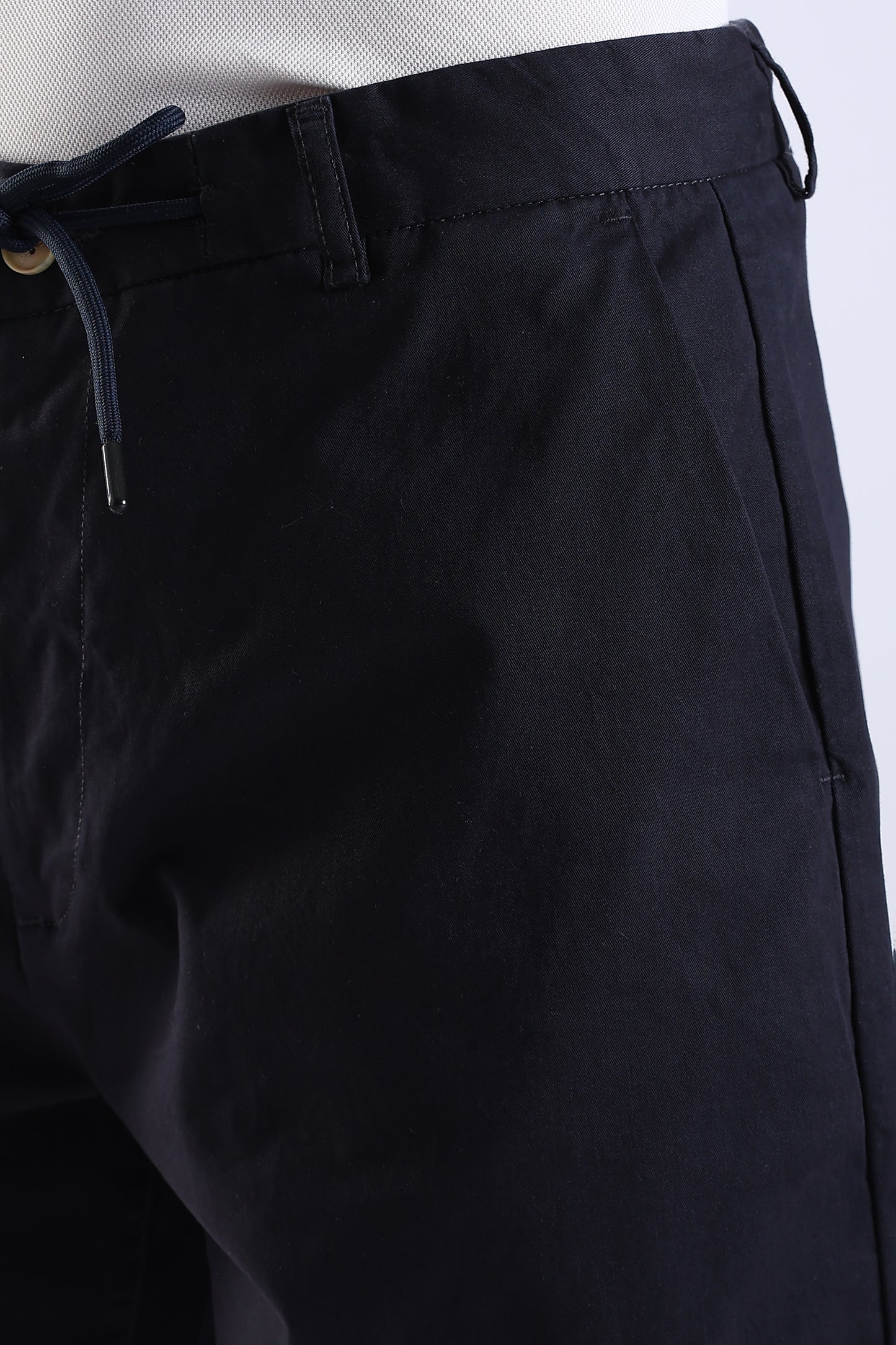 Slim Fit Navy Blue Rfd Cotton Shorts