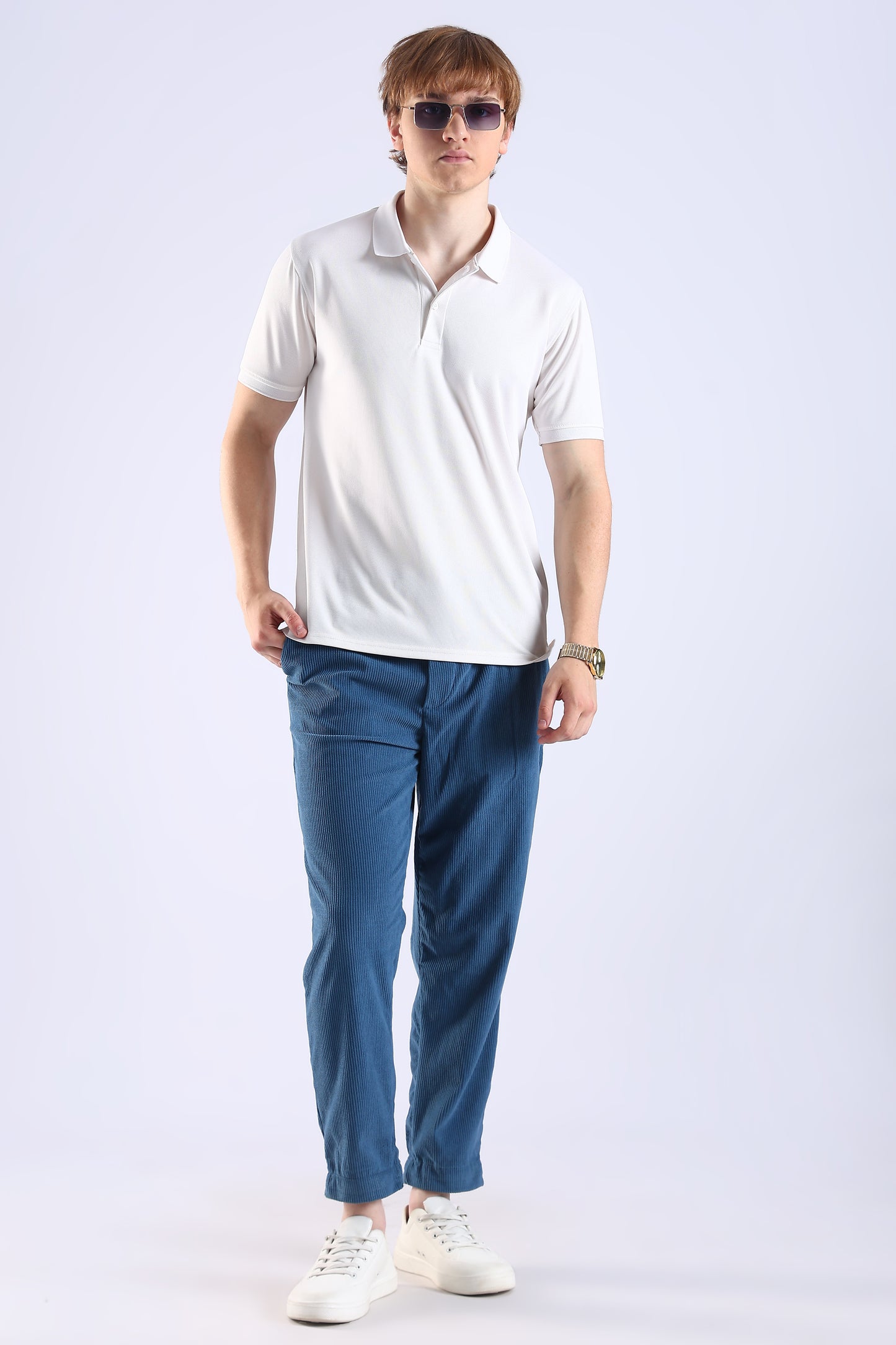 Regular Fit Corduroy Blue Trouser